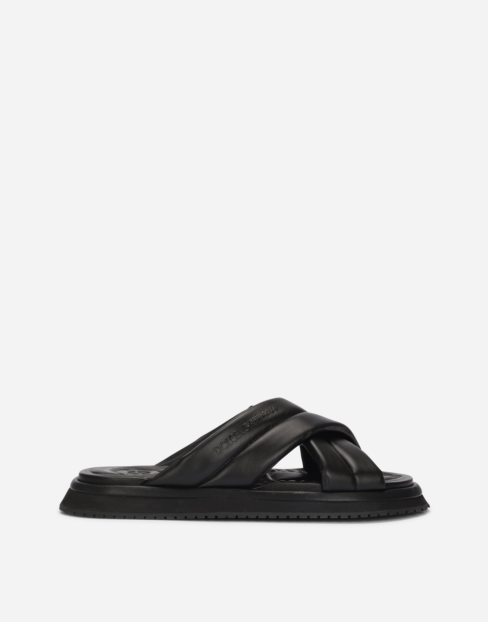 Nappa-look fabric sandals in Black