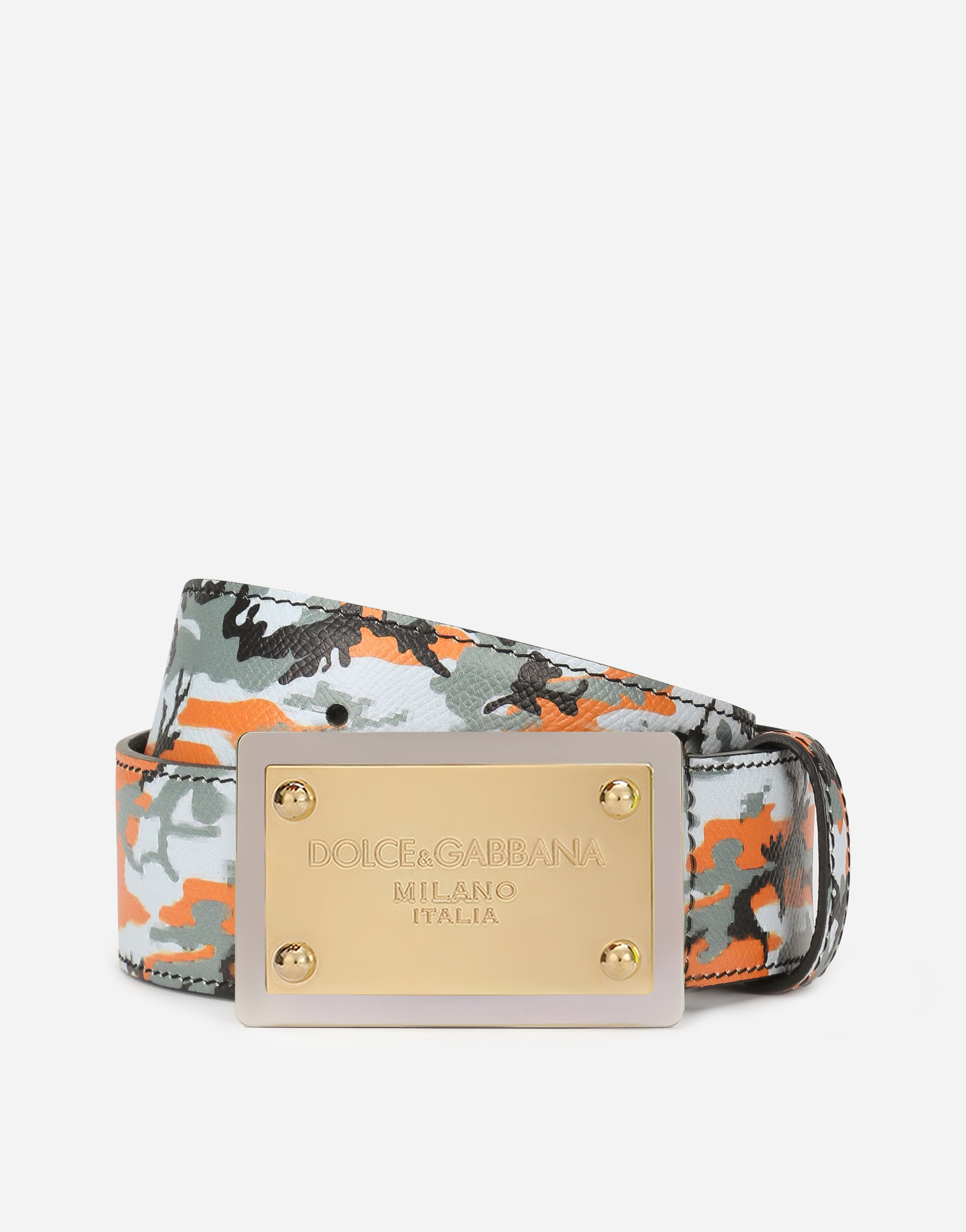 Camouflage belt with branded buckle in Multicolor