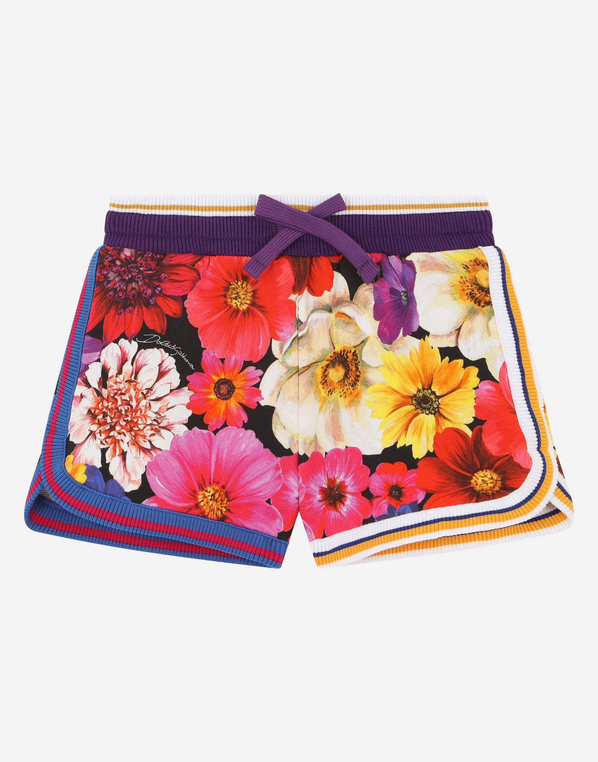 Garden-print jersey shorts in Multicolor