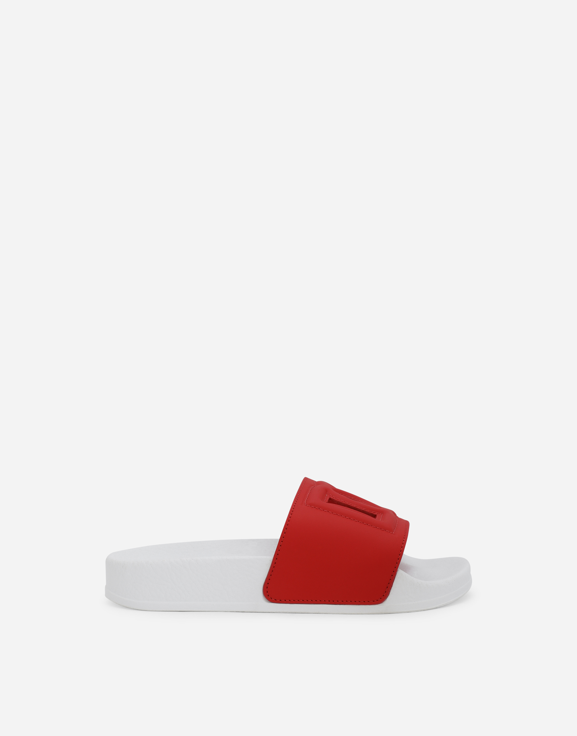 Leather sliders with DG Millennials logo in Red