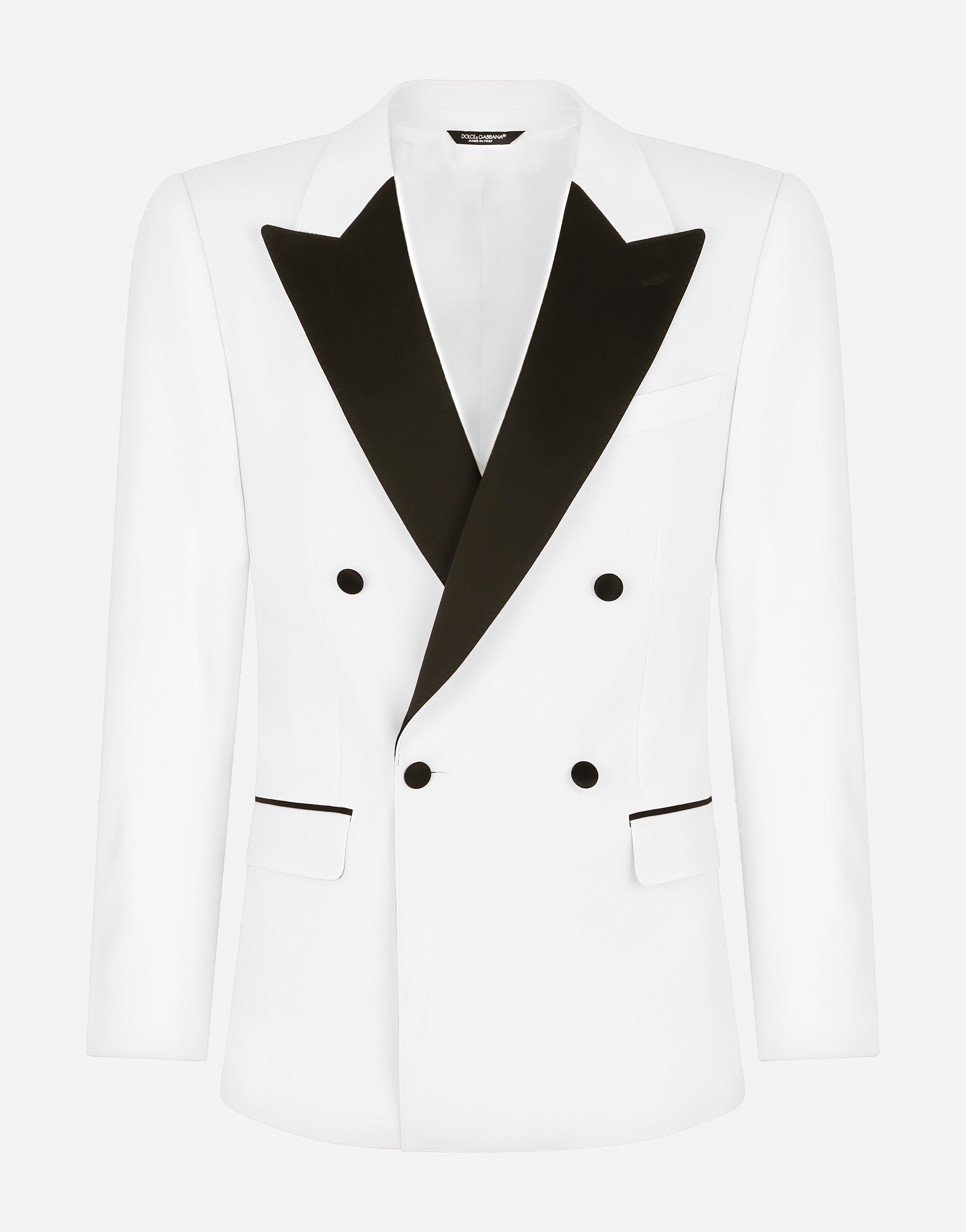 Double-breasted stretch wool Sicilia-fit tuxedo suit in White