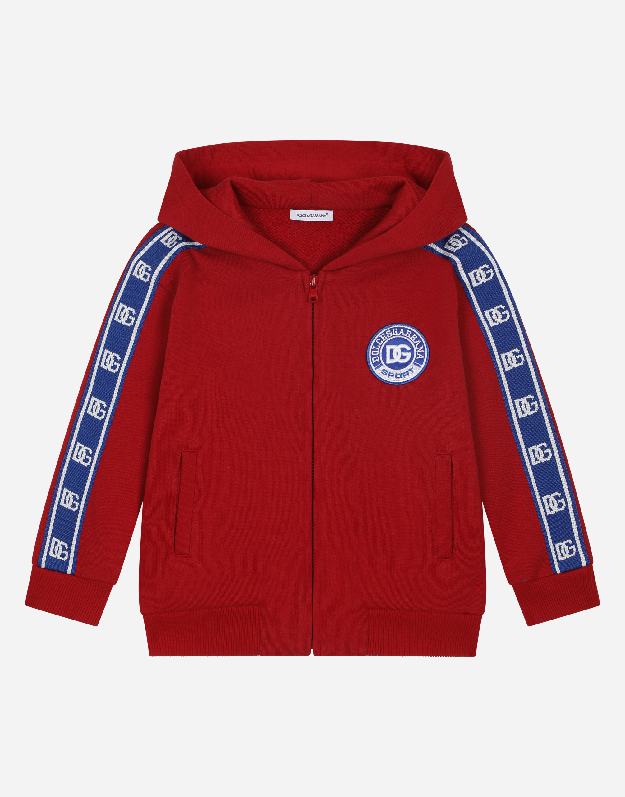Jersey hoodie with DG logo band in Red