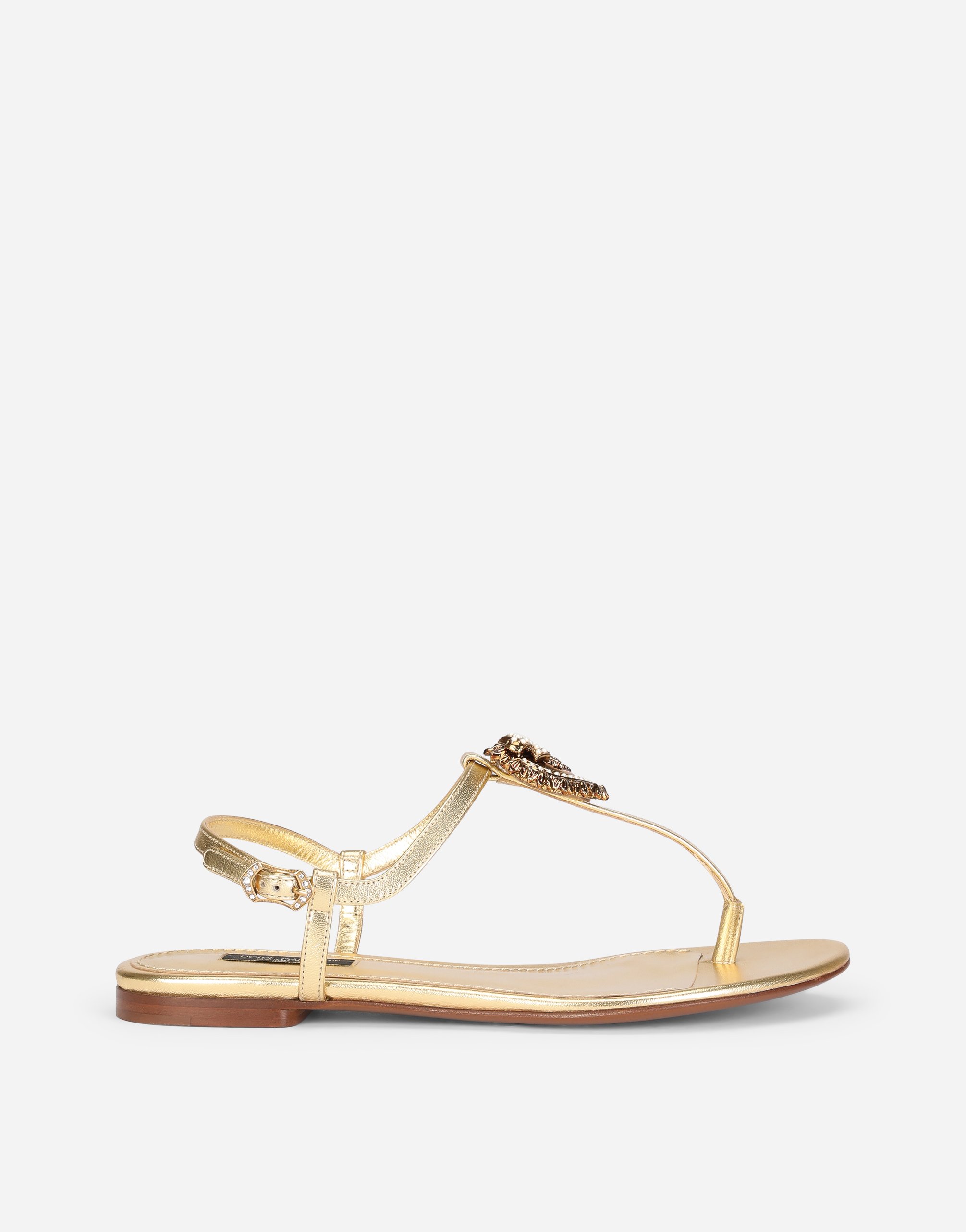 Devotion thong sandals in nappa mordore in Gold