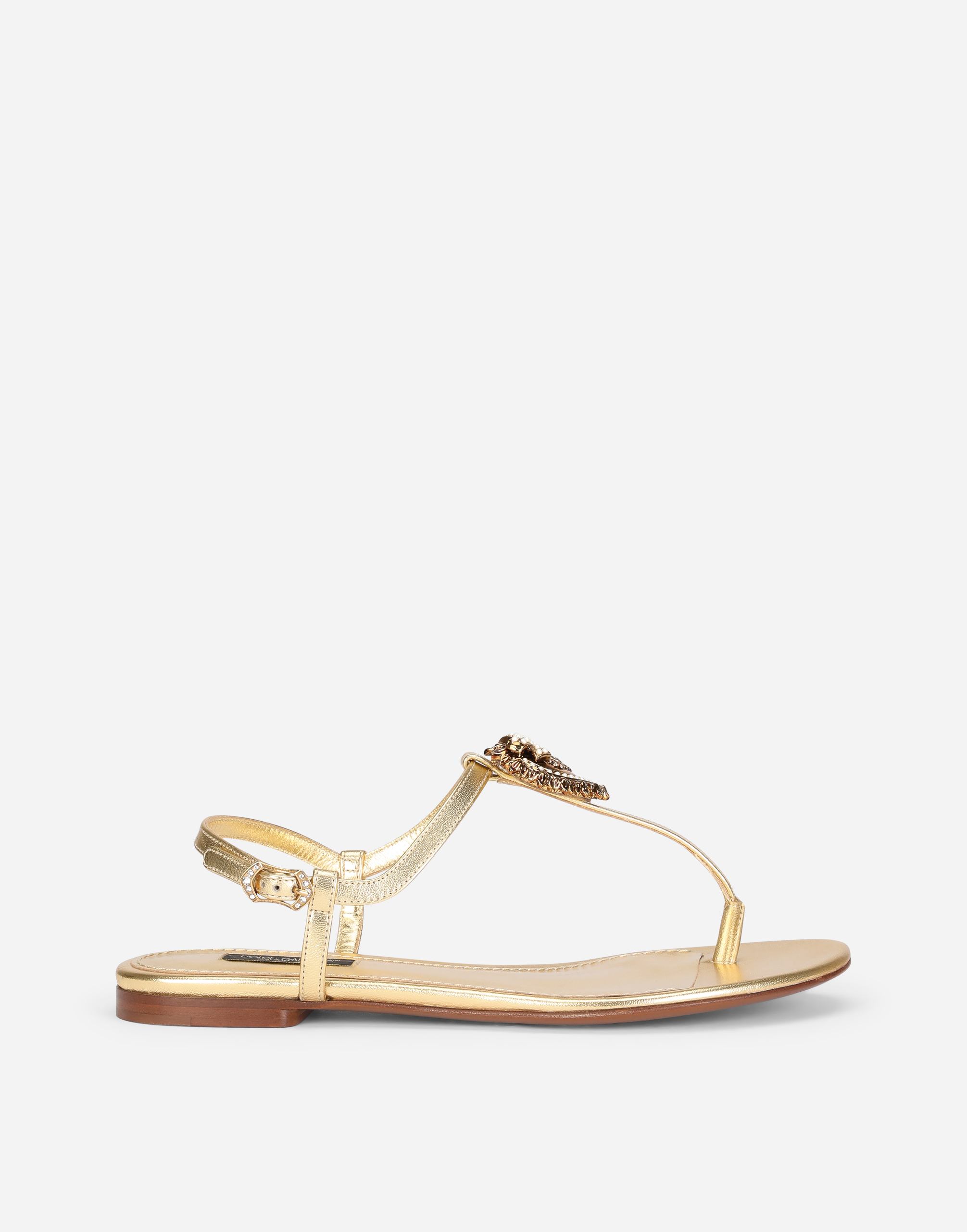Nappa leather Devotion thong sandals in Gold