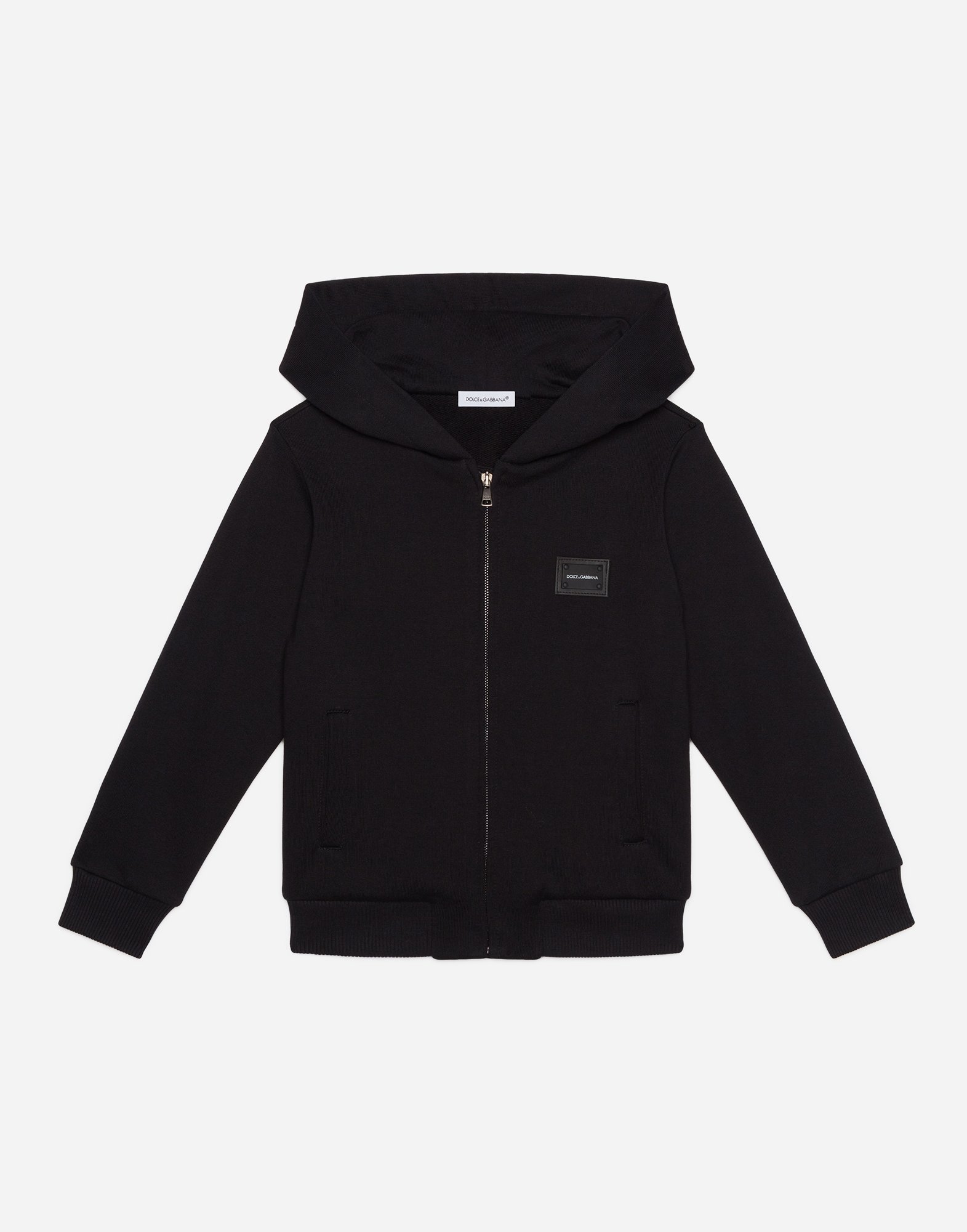 Jersey hoodie with plate in Black