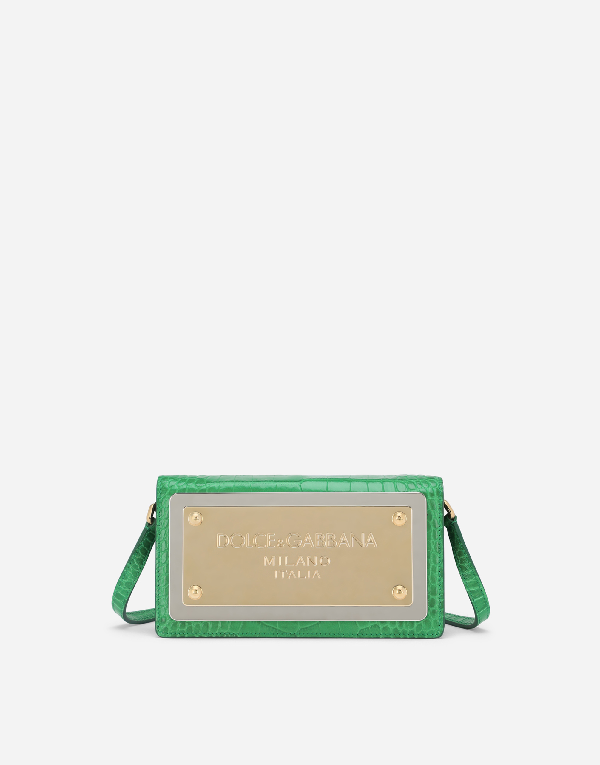 Phone bag with branded maxi-plate in Green