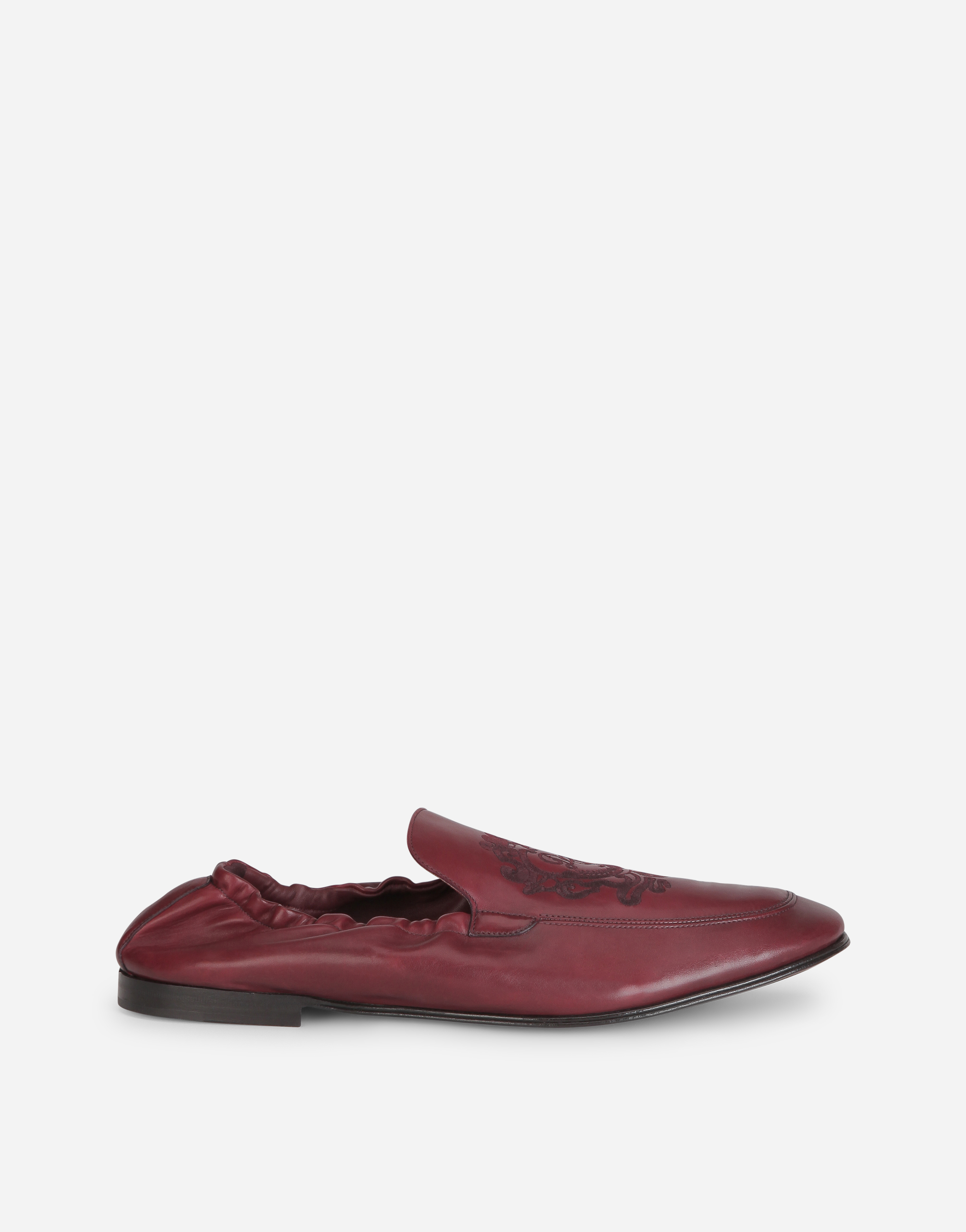 Calfskin loafers with DG coat of arms embroidery in Bordeaux