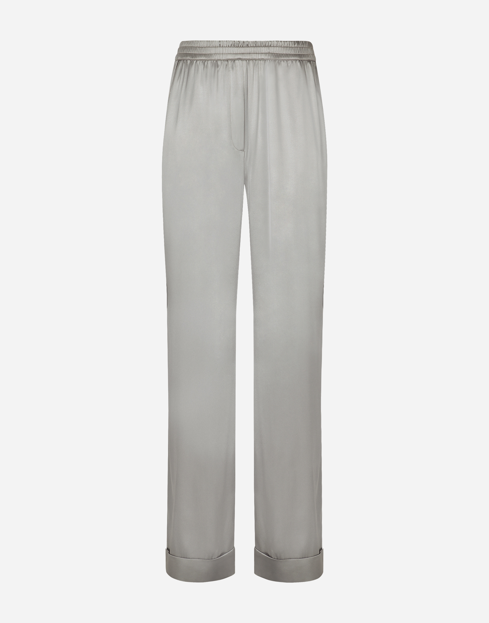 Dolce & Gabbana Satin Pajama Pants With Piping In Grey