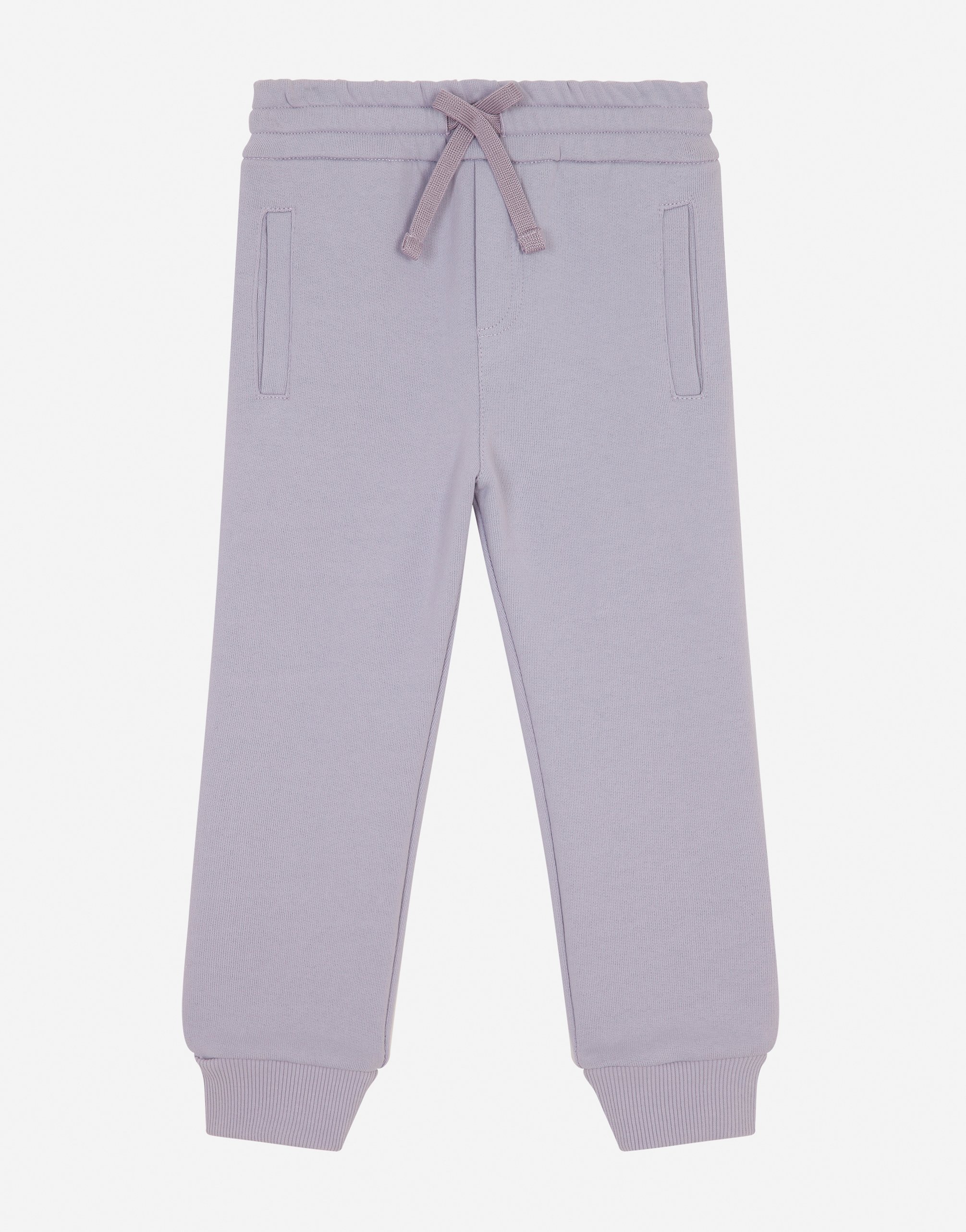 Jersey jogging pants with logo tag in Wisteria