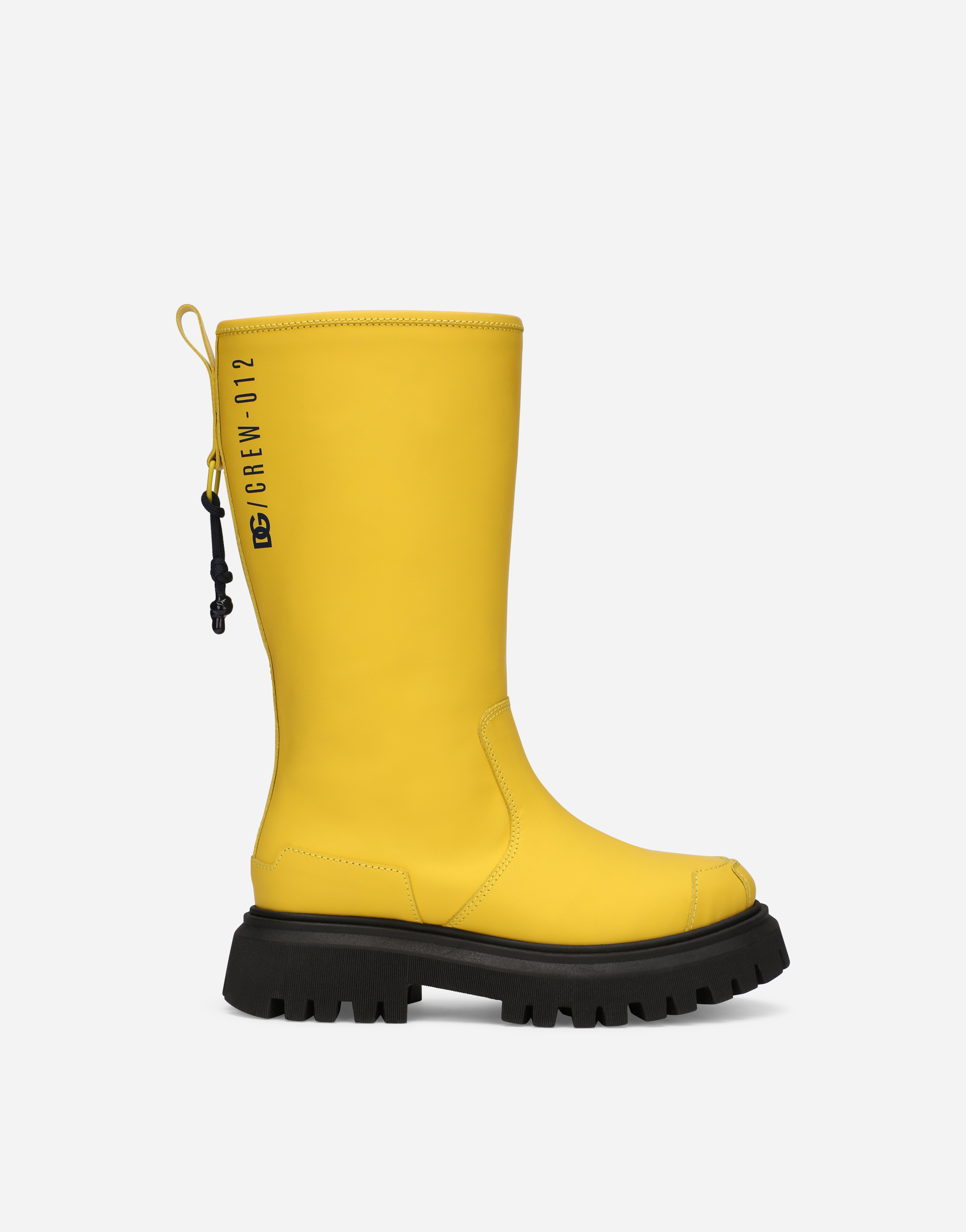 Rubberized calfskin boots in Yellow