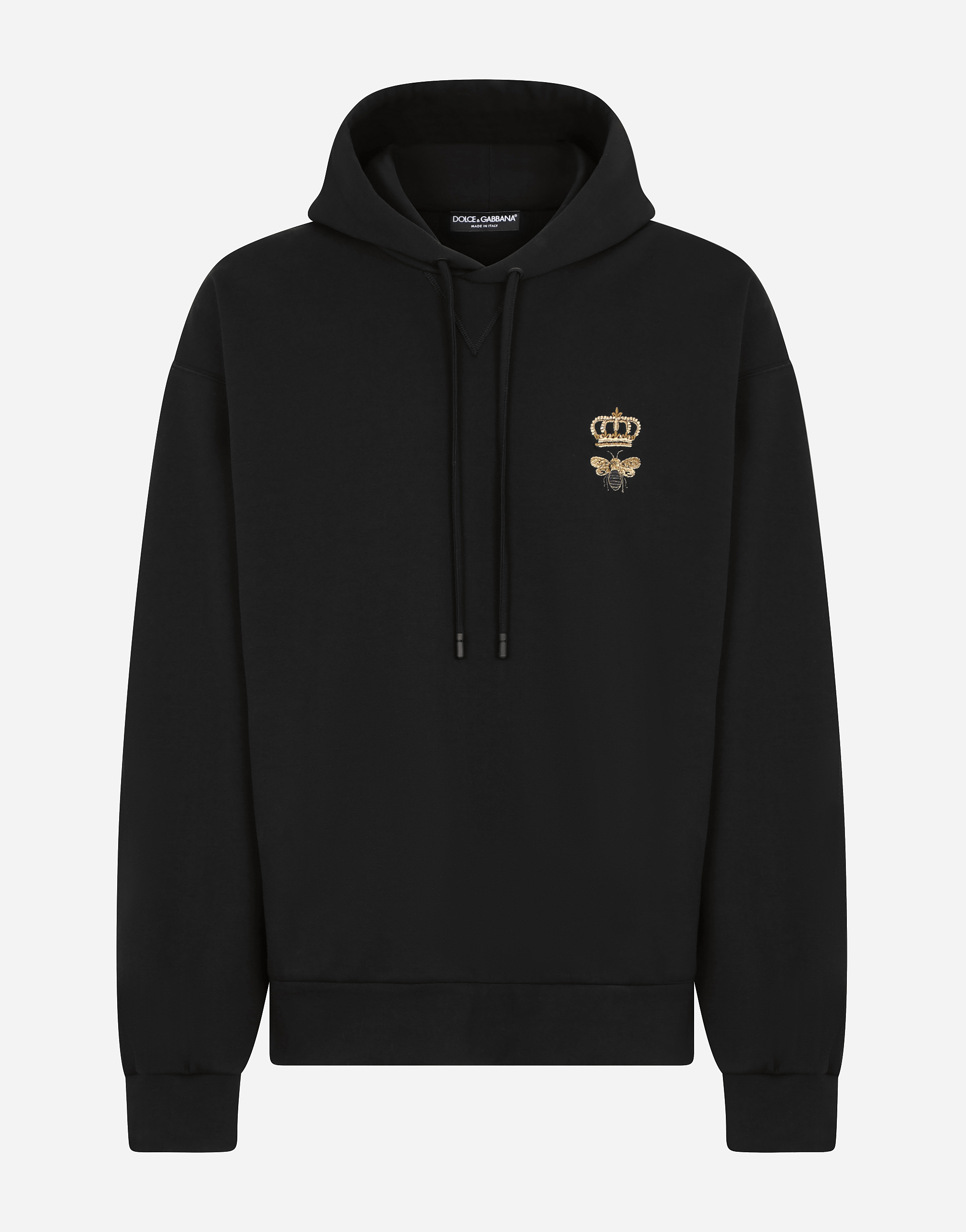 Jersey hoodie with embroidery in Black