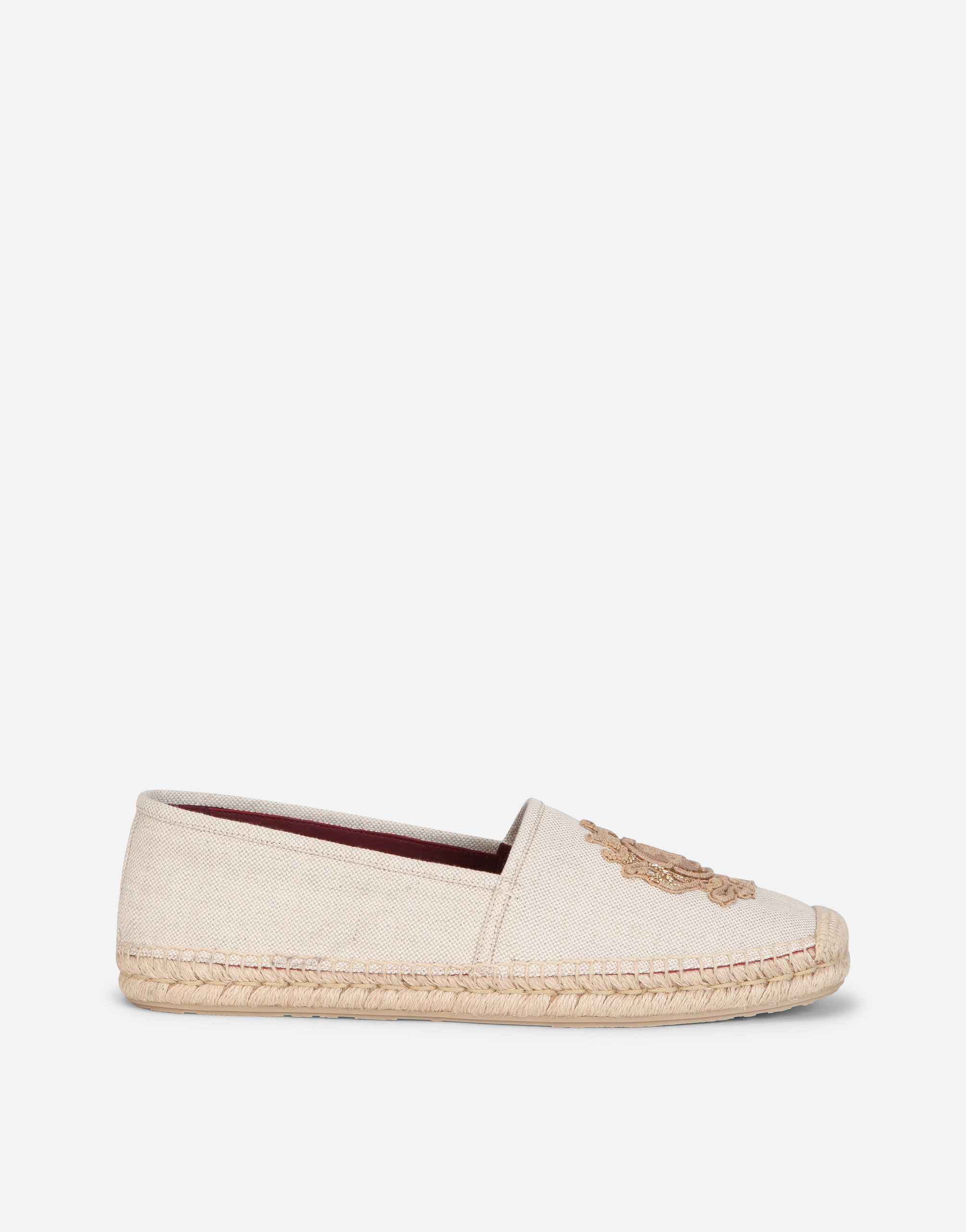 Canvas espadrilles with coat of arms embroidery in Beige