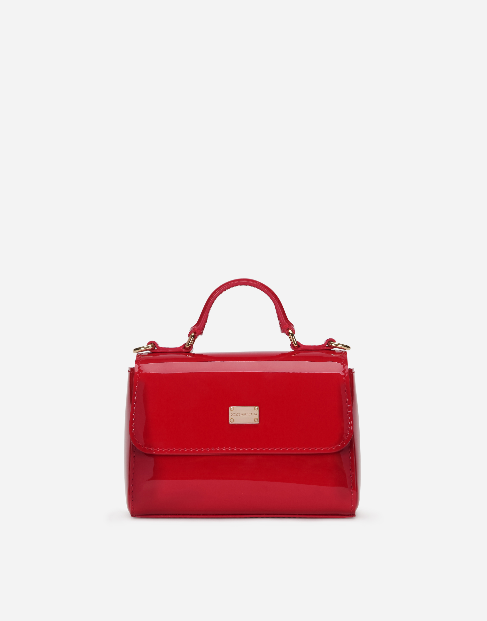 PATENT LEATHER HANDBAG WITH SHOULDER STRAP in Red