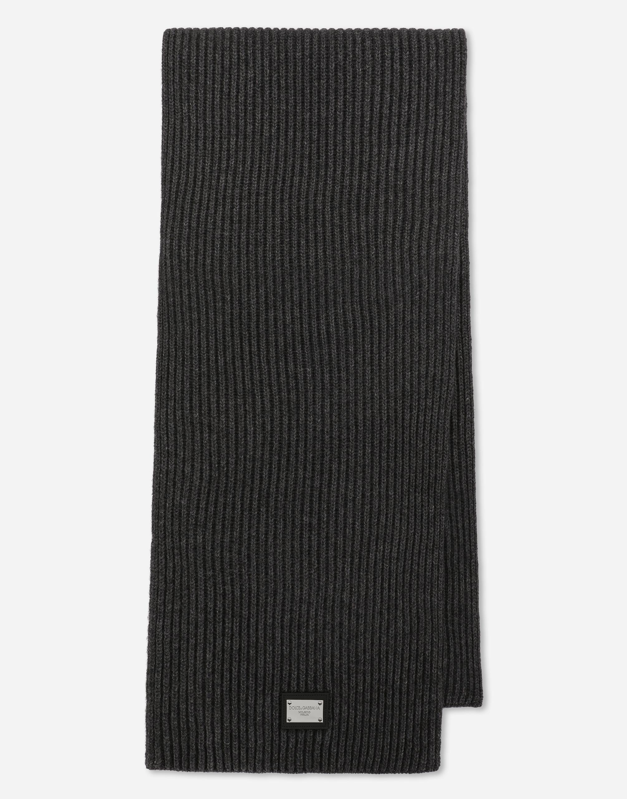 Wool scarf with DG patch in Grey