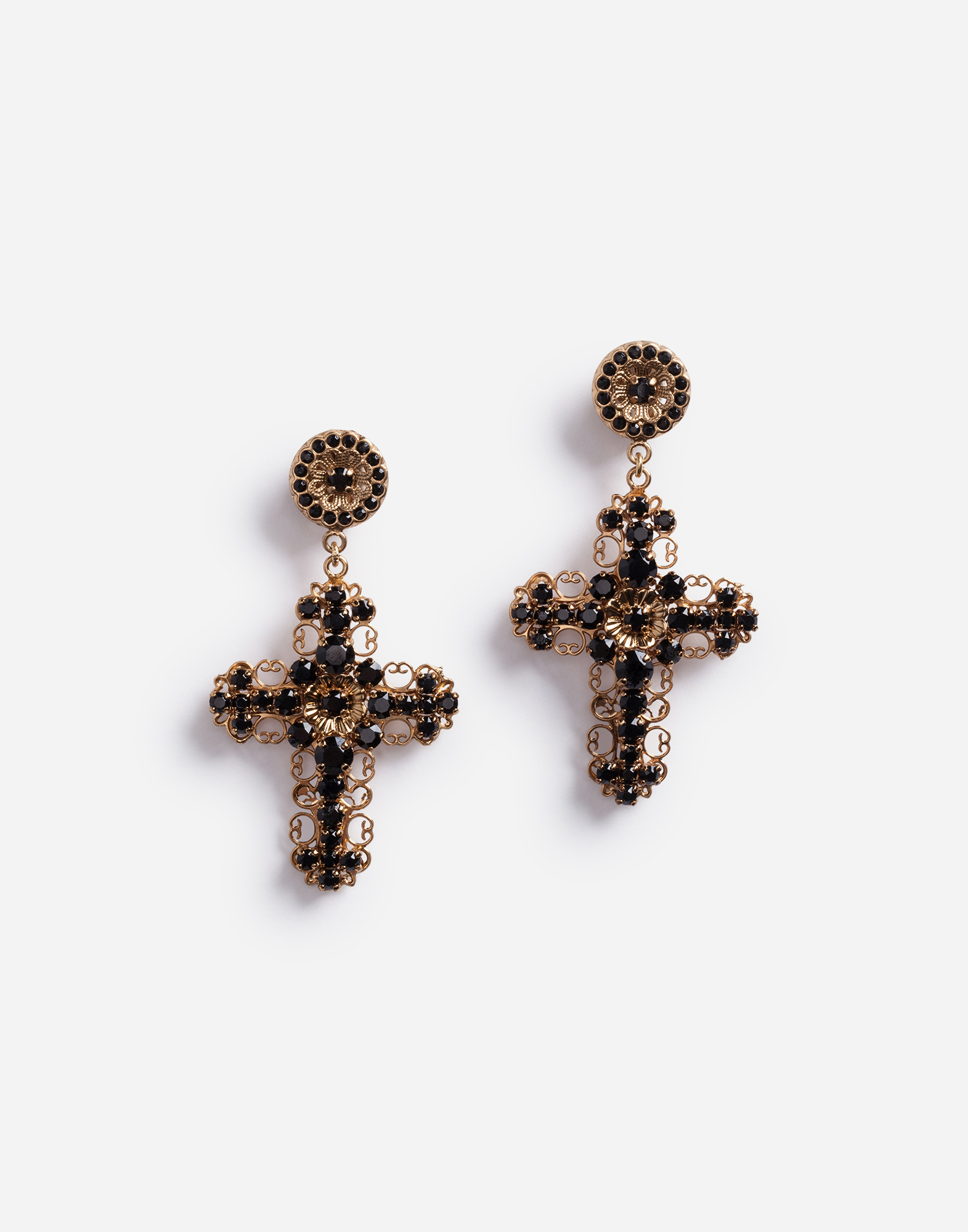 Pendant earrings with decorative elements in Gold