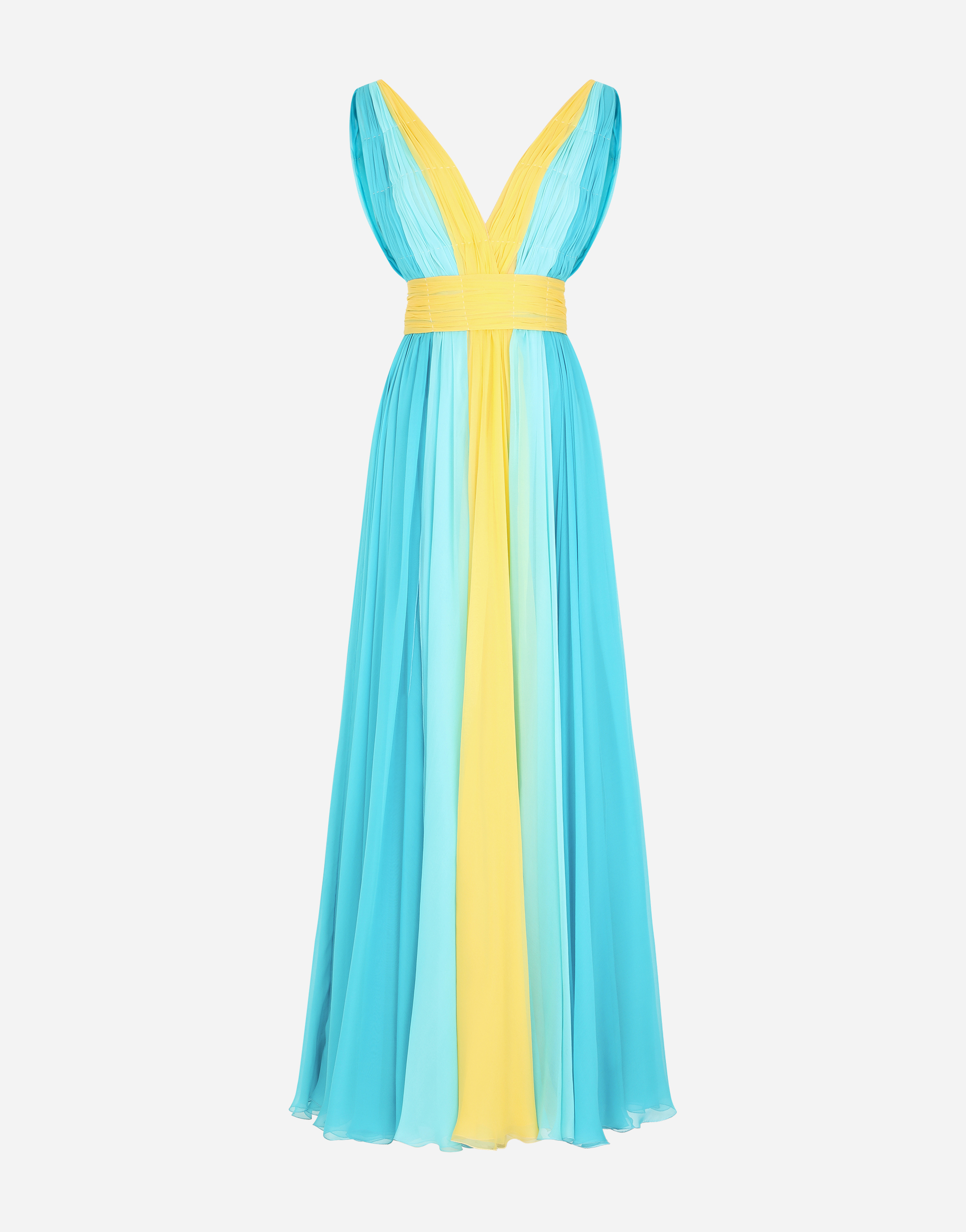 Long multi-colored silk chiffon dress in Multicolor for Women | Dolce ...