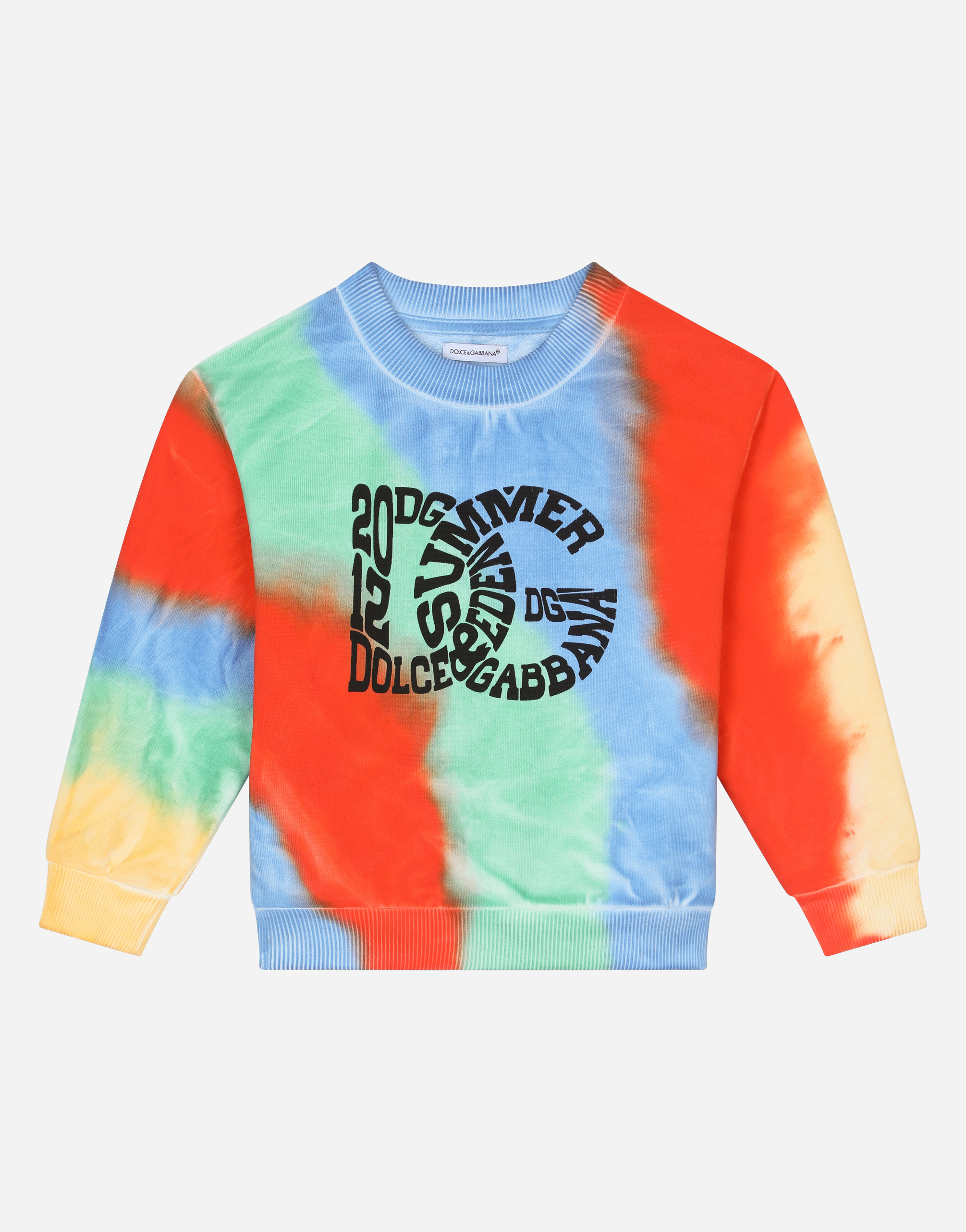 Tie-dye crew-neck sweatshirt with DG logo in Multicolor