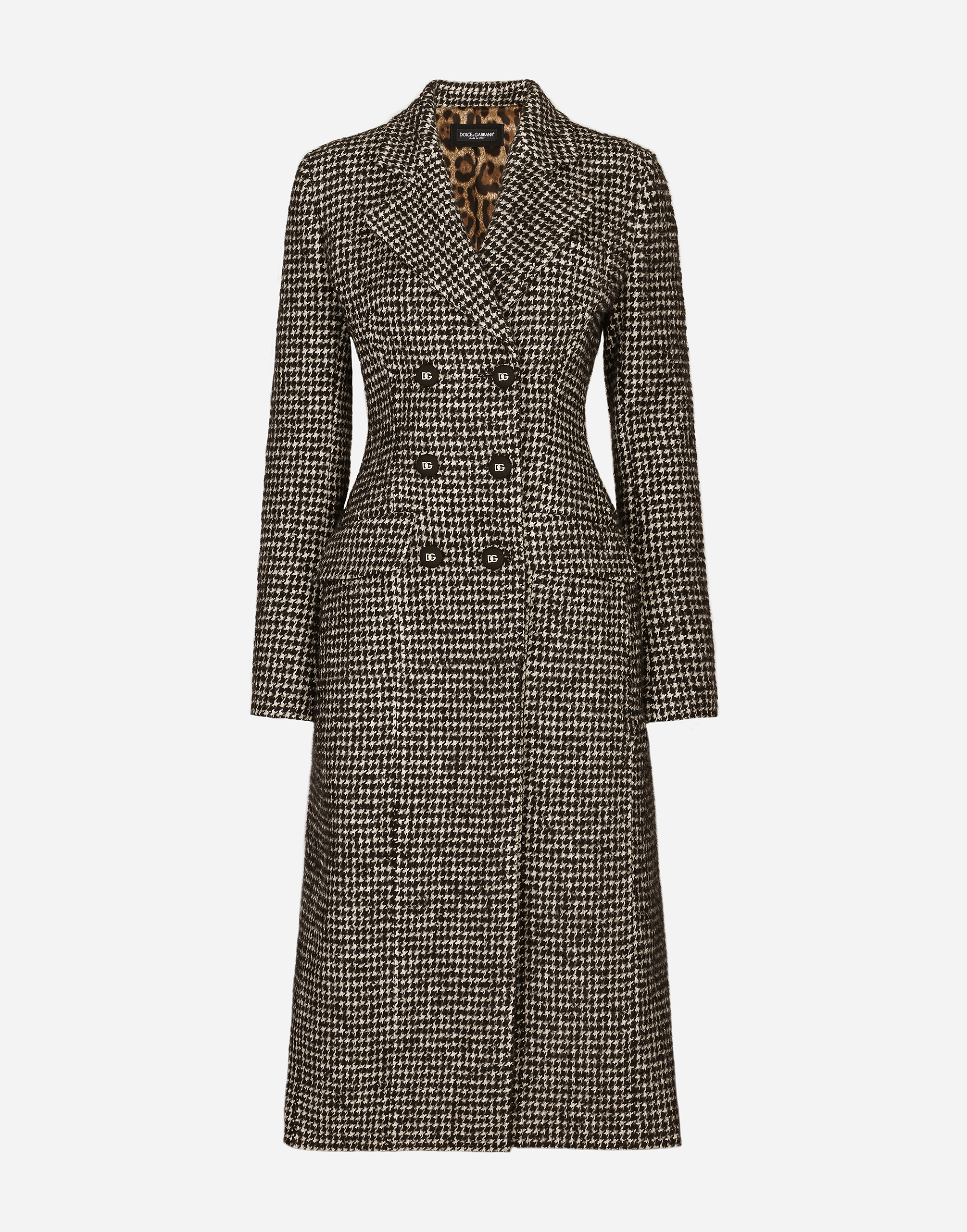 Double-breasted houndstooth coat in Multicolor