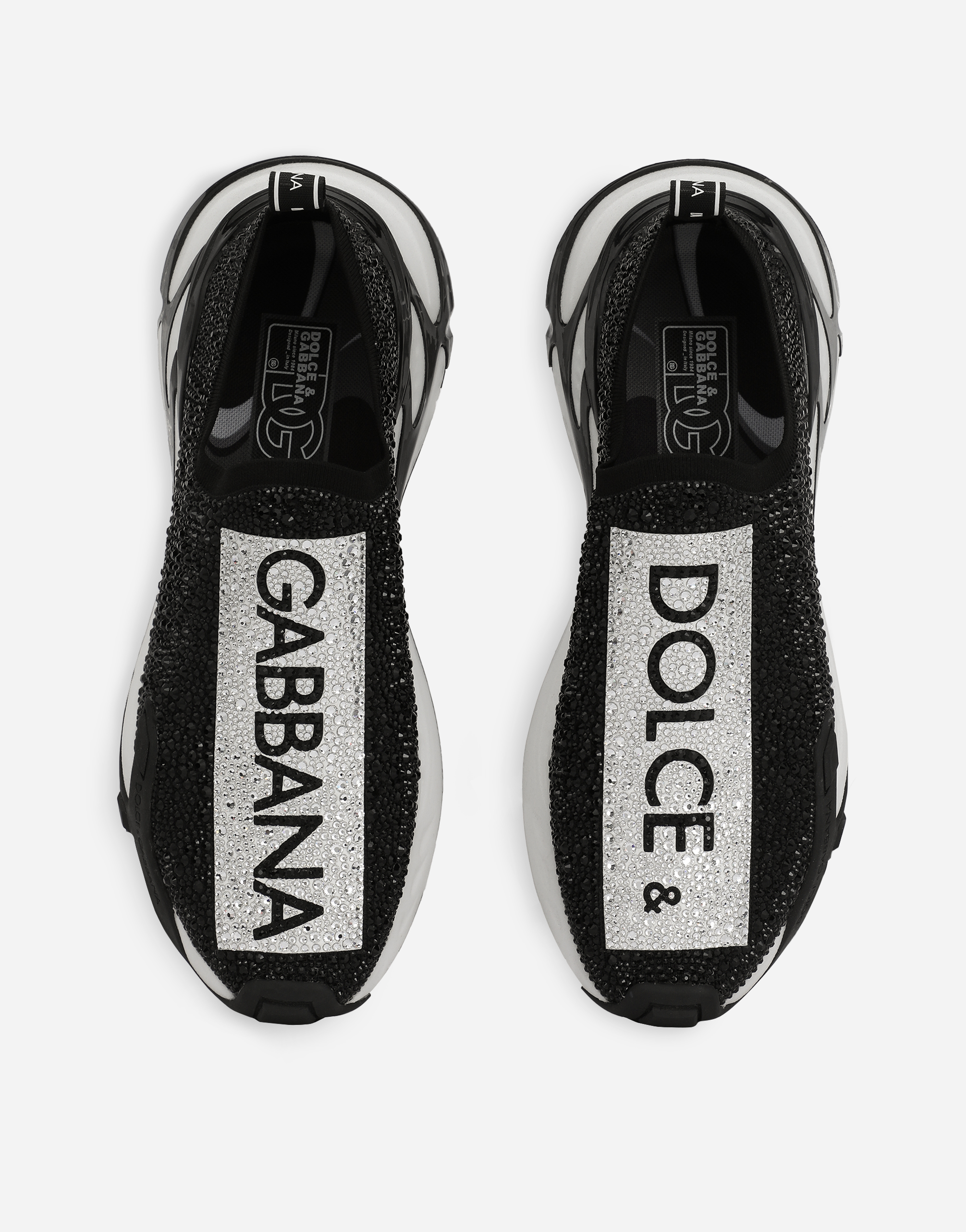 Fast sneakers with fusible rhinestones in Black | Dolce&Gabbana®