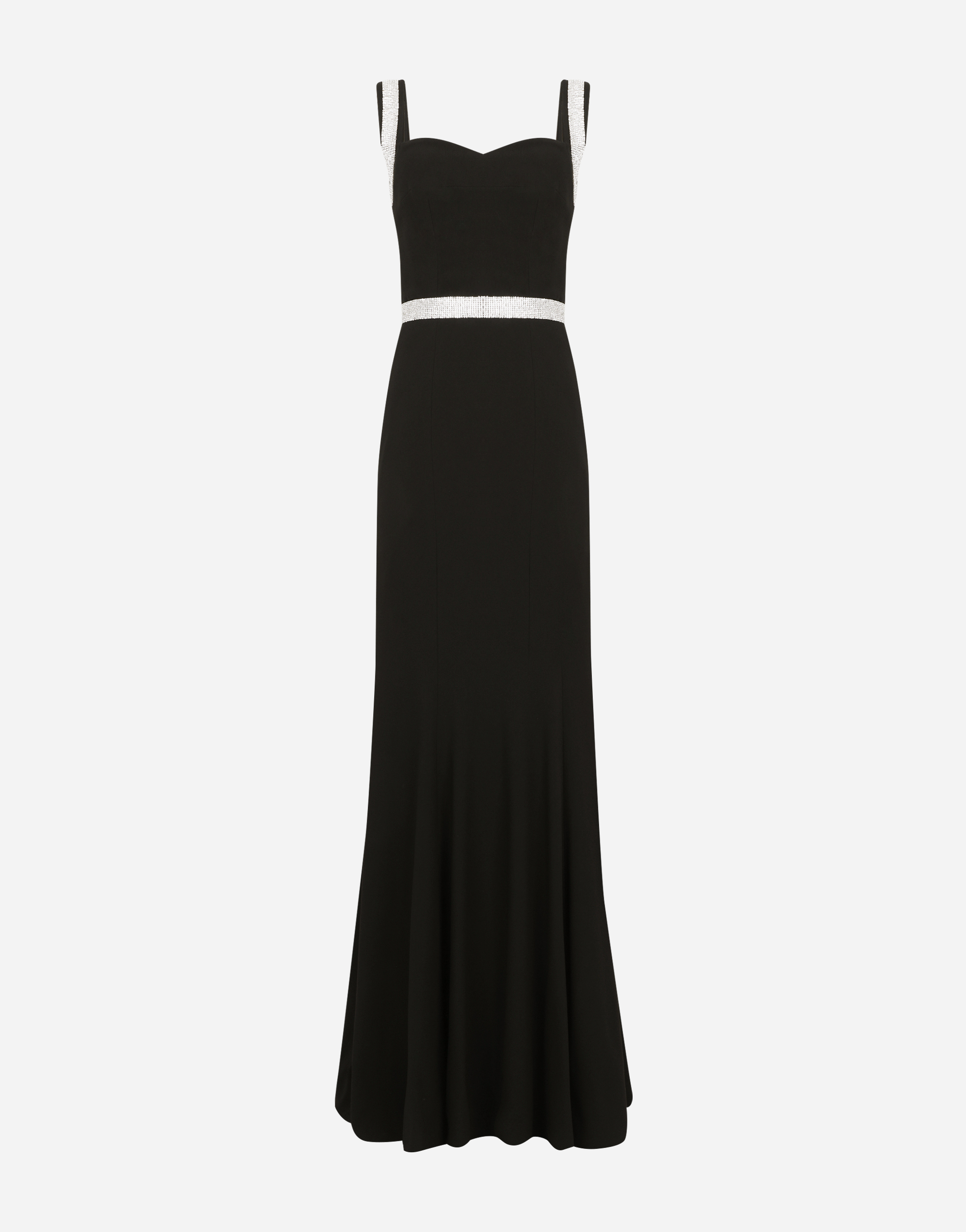 Long cady dress with rhinestone details in Black