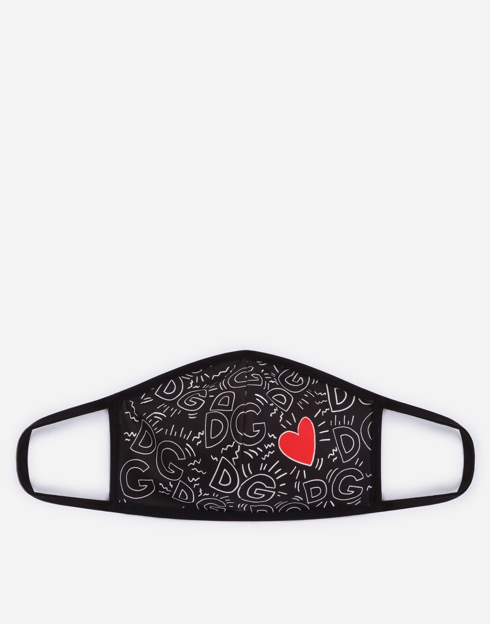 Neoprene face mask with logo and heart print in Multicolor
