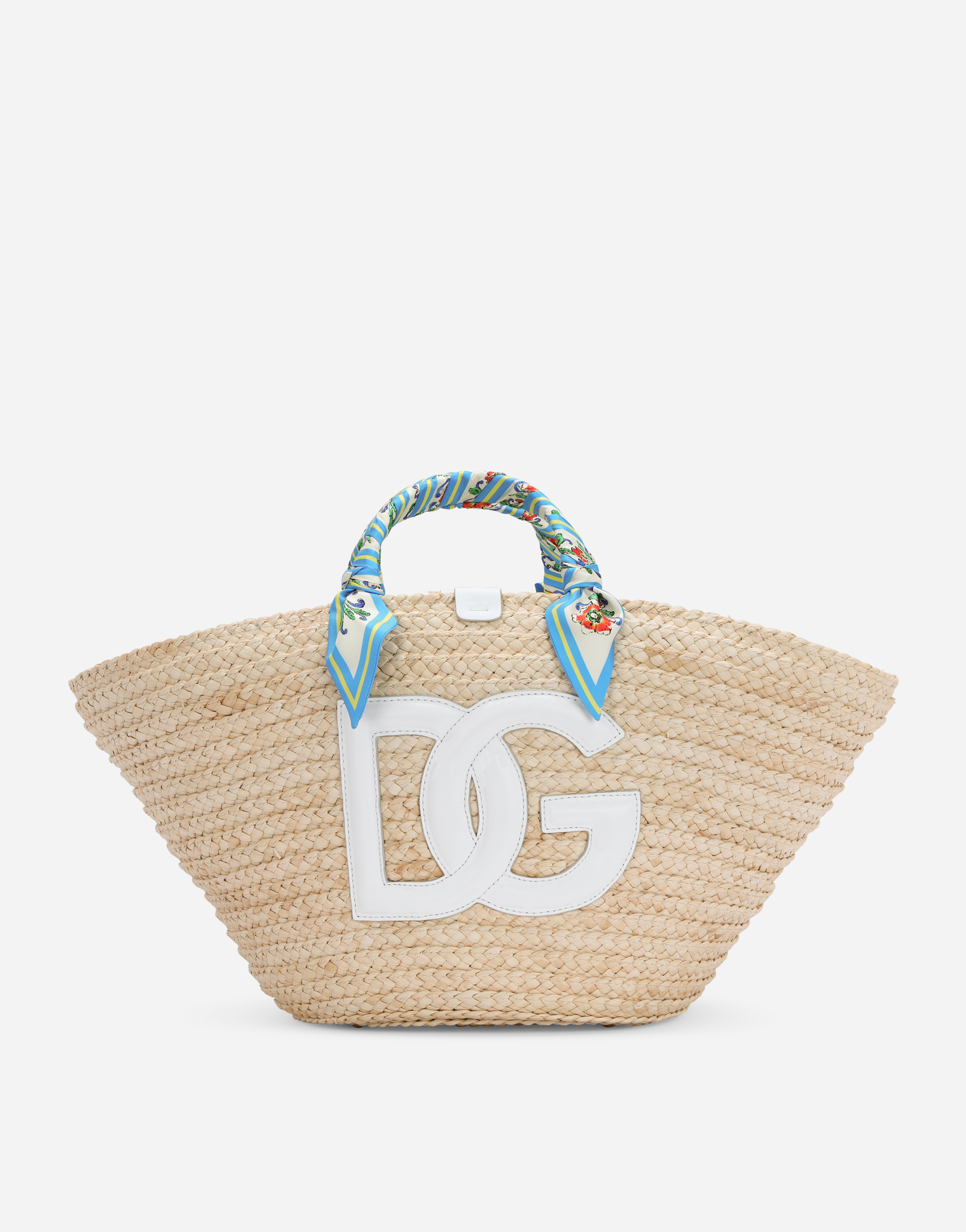 Straw Kendra bag with DG logo in Multicolor