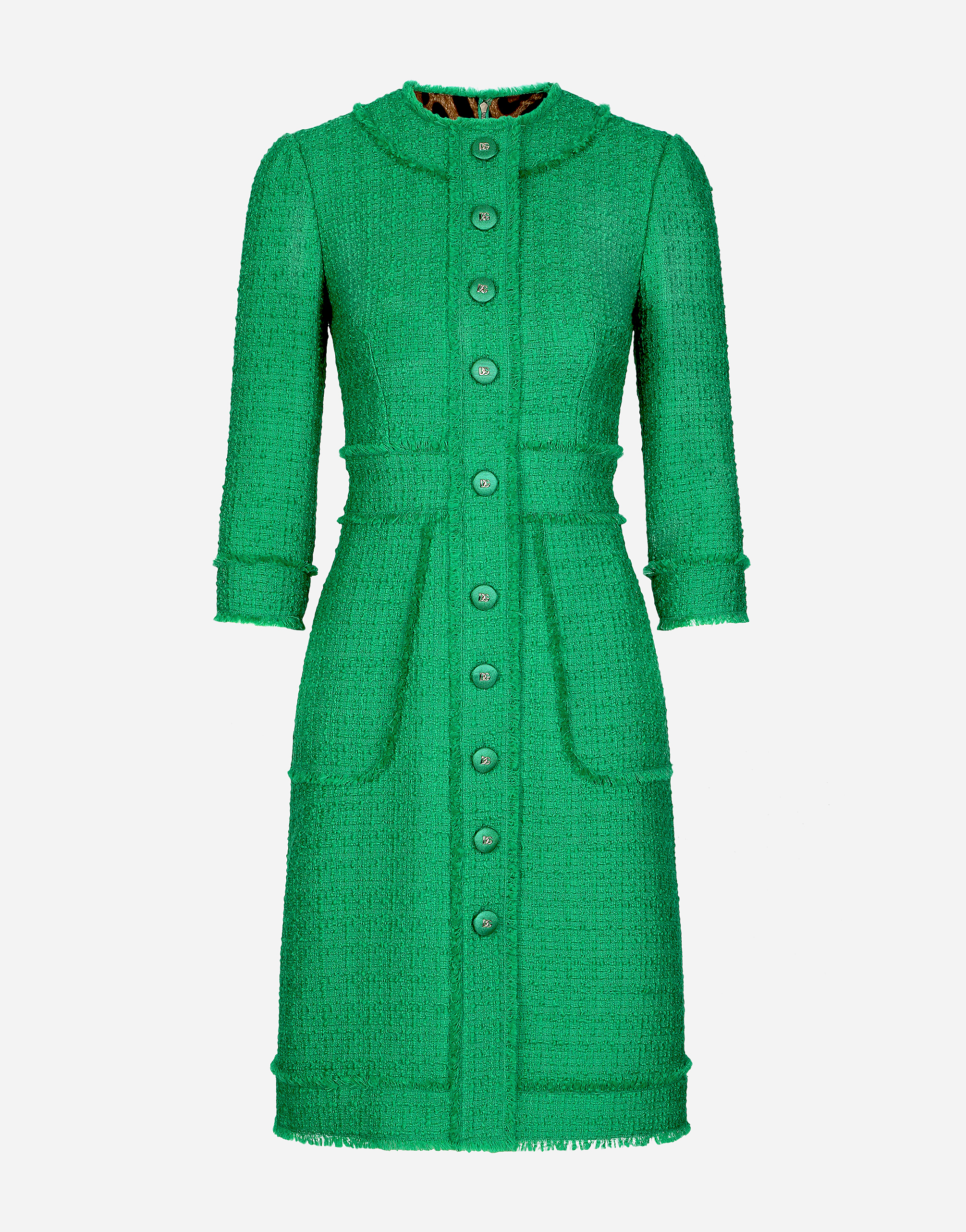 Raschel tweed midi dress in Green