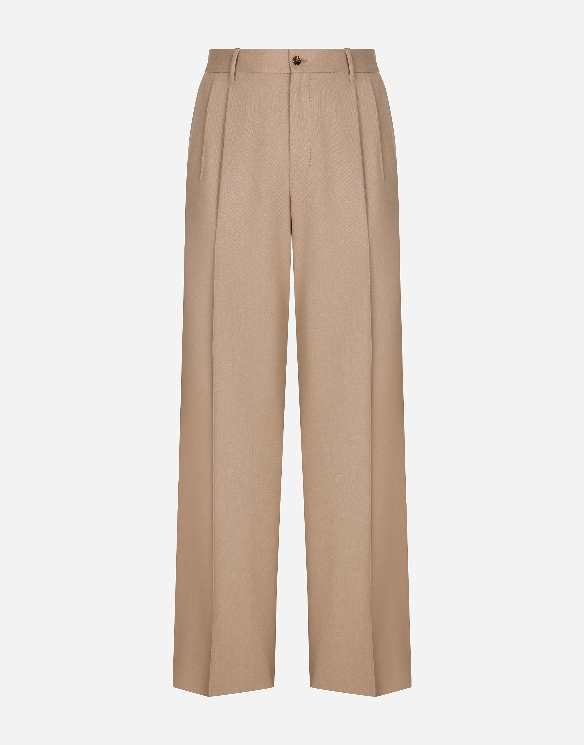 Stretch wool pants with straight leg in Pale Pink