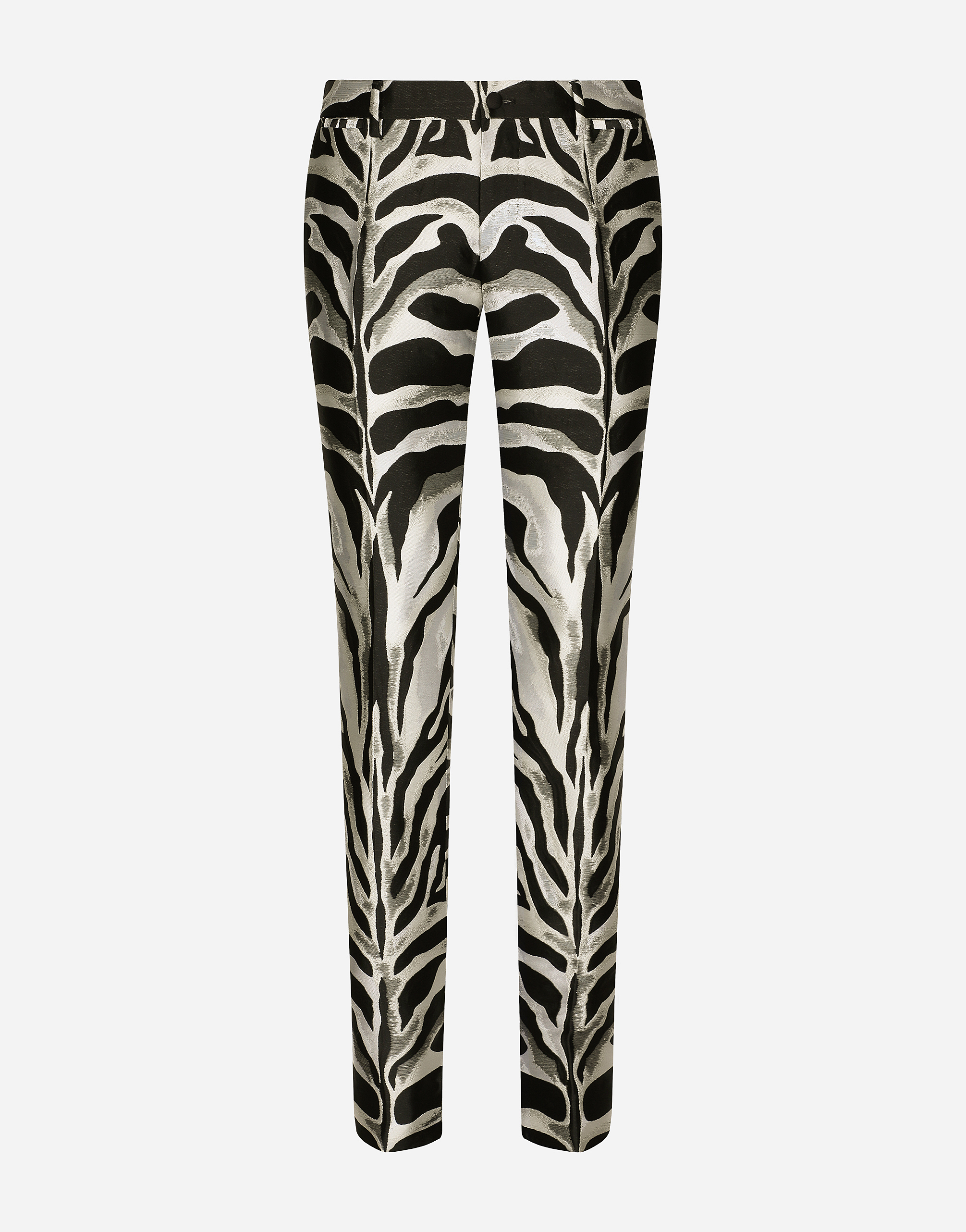 Lamé jacquard pants with zebra design in Multicolor