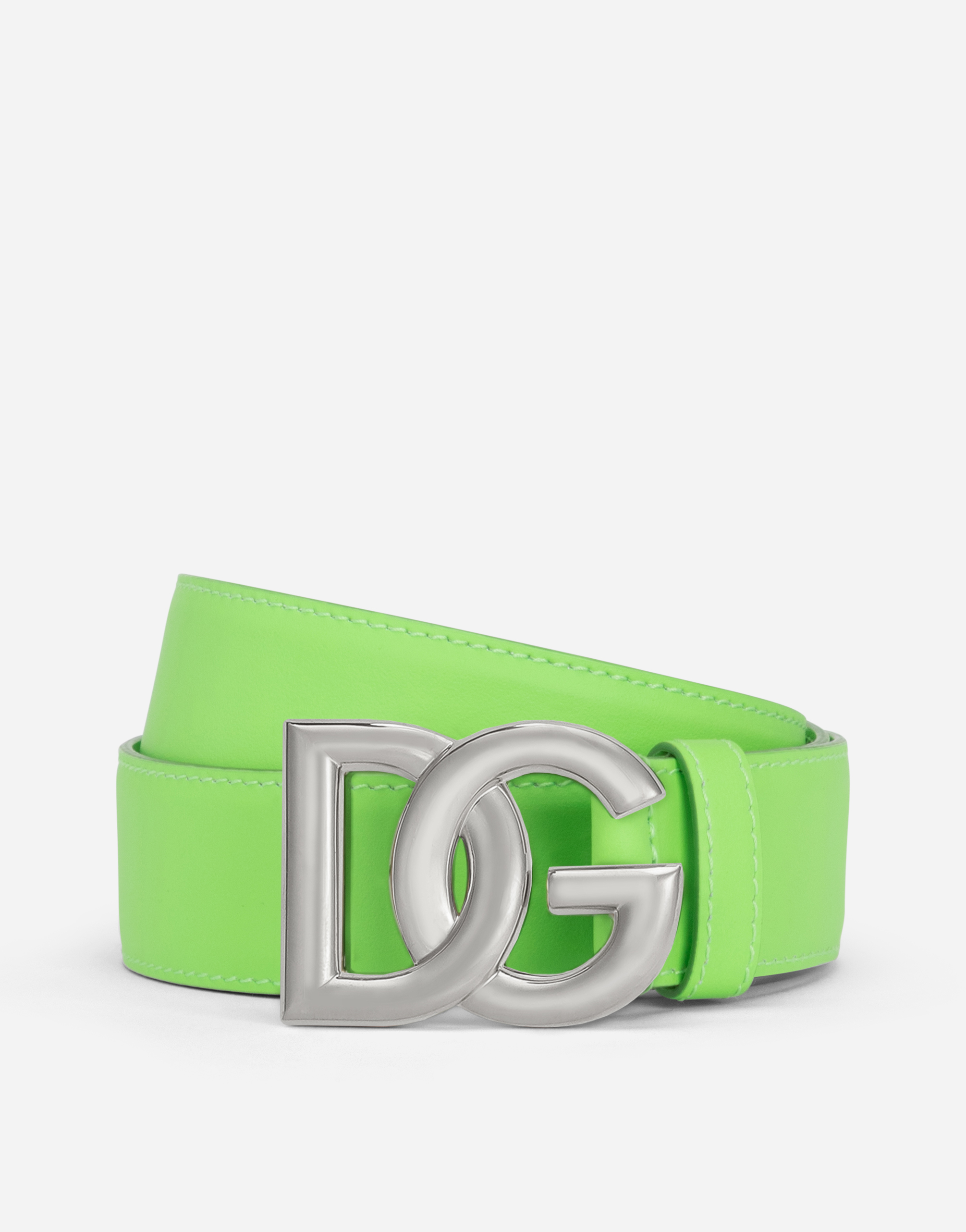 Calfskin belt with DG logo in Green