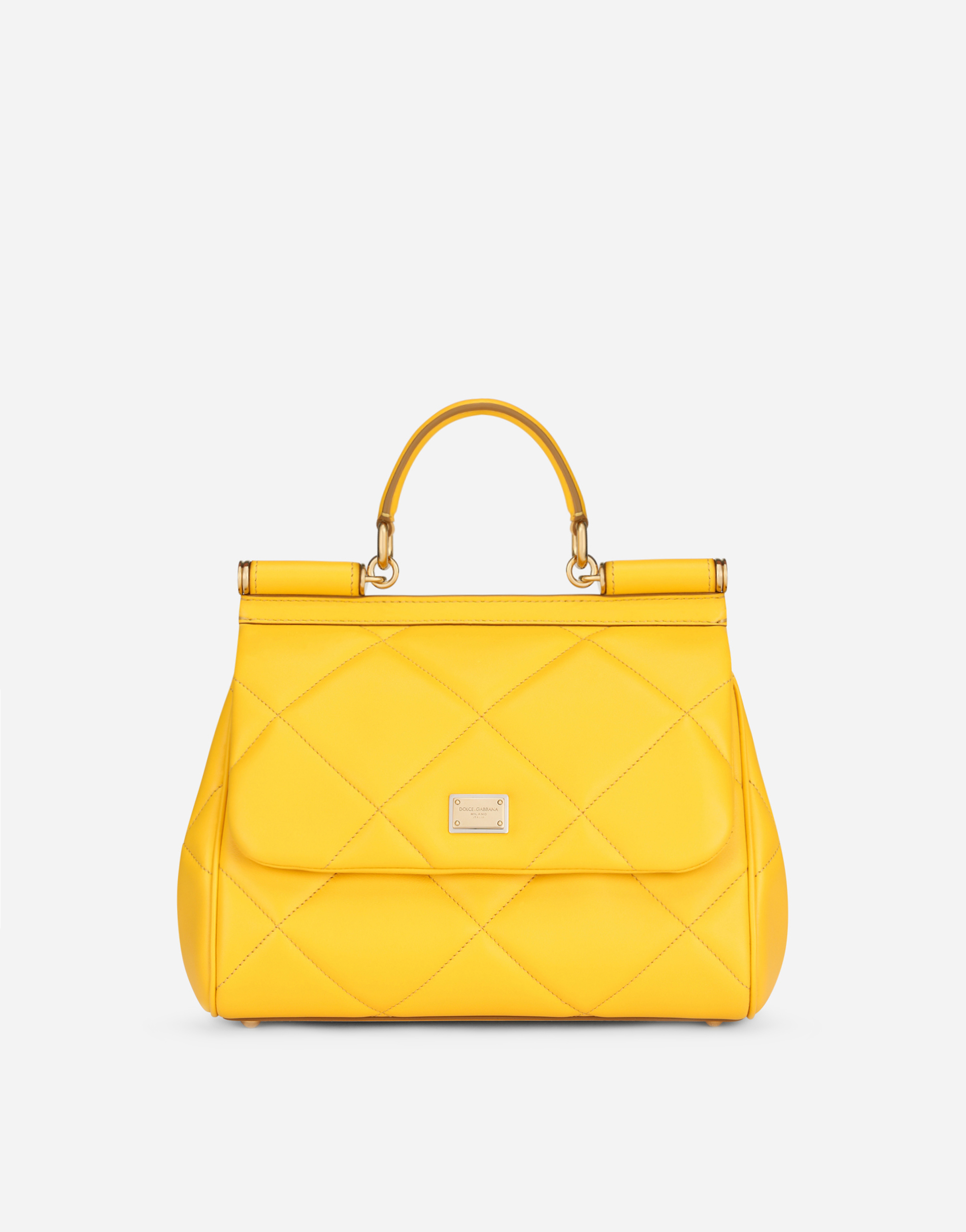 Medium Sicily bag in quilted calfskin in Yellow