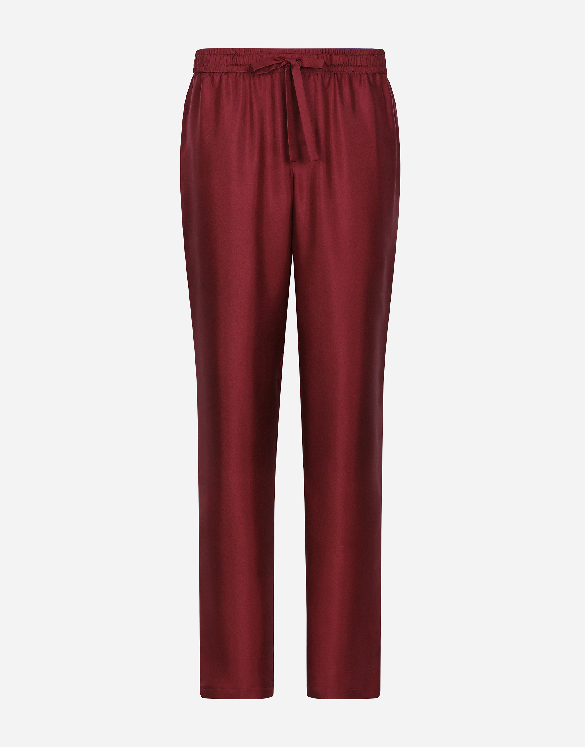Silk jogging pants with DG embroidered patch in Bordeaux