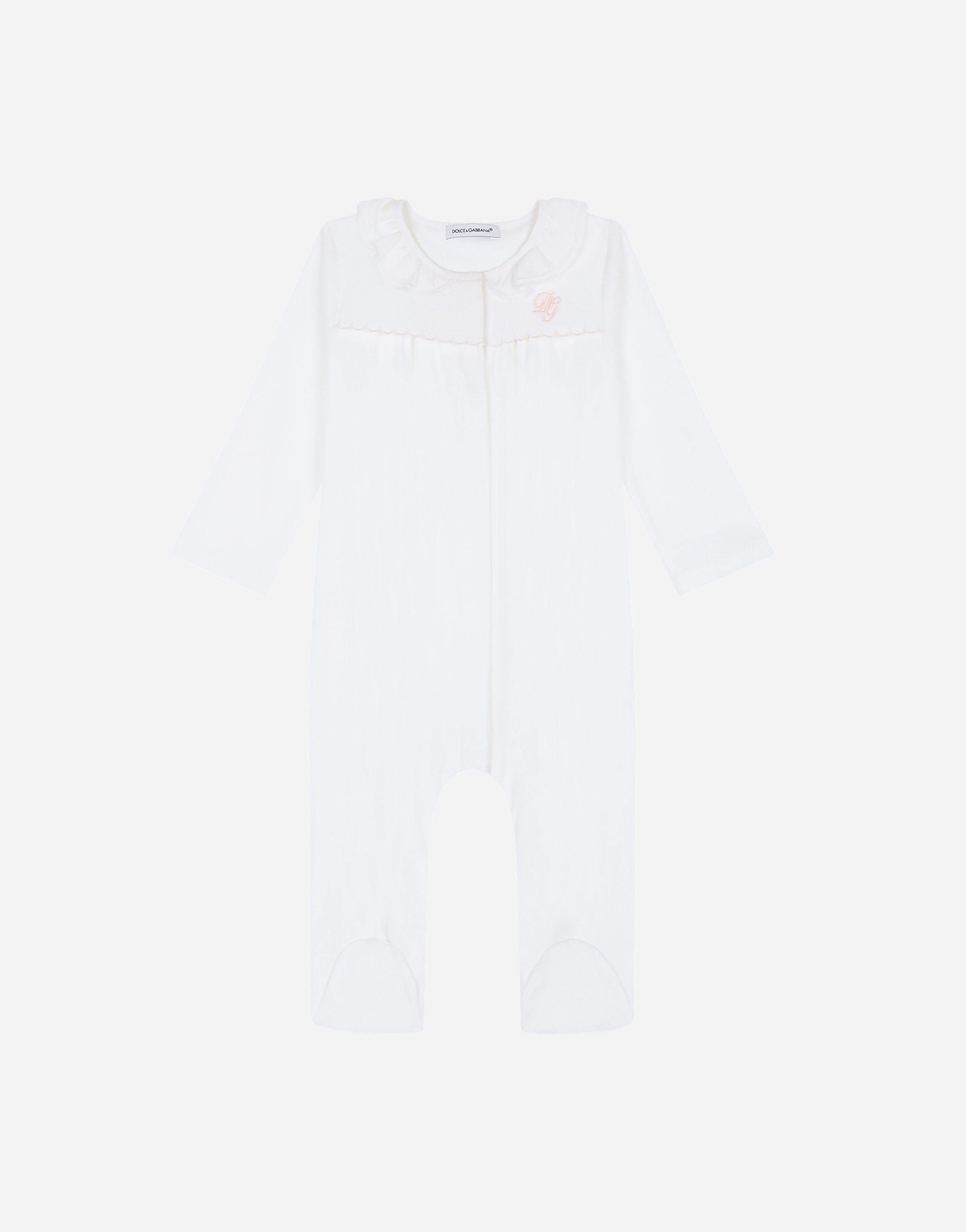 Jersey and poplin onesie with DG embroidery in White