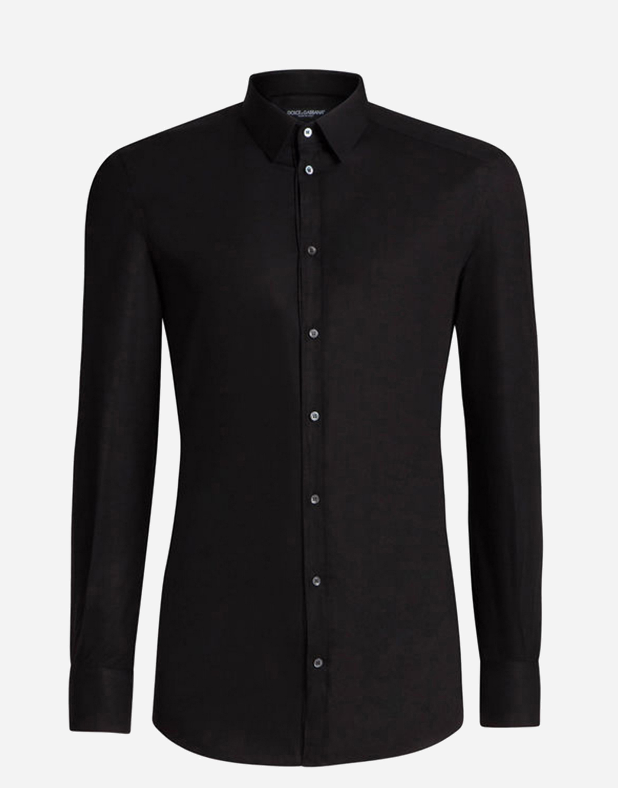 Shirt in stretch cotton poplin in Black
