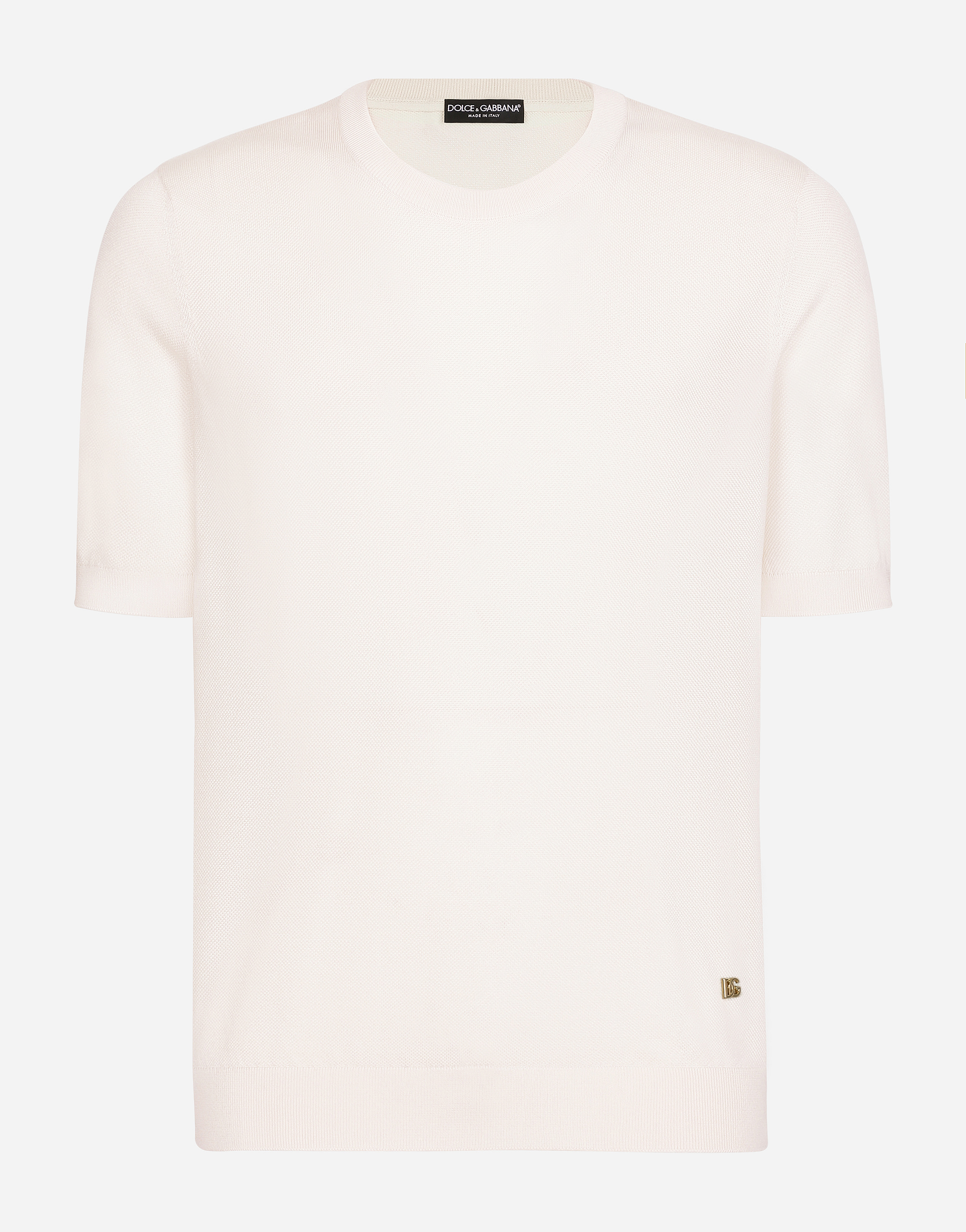 Short-sleeved round-neck sweater with DG logo in White