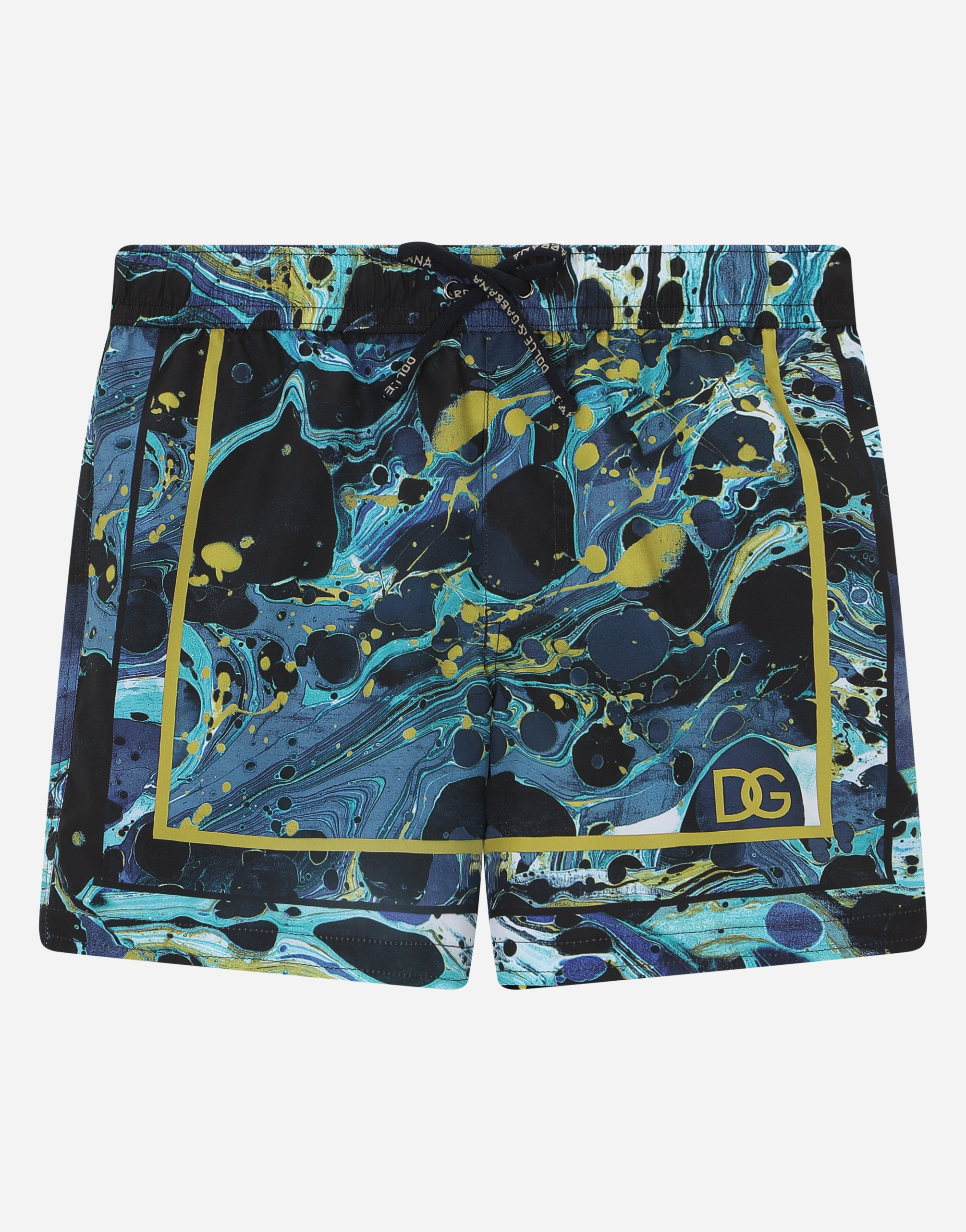 Nylon swim trunks with marbled print in Multicolor