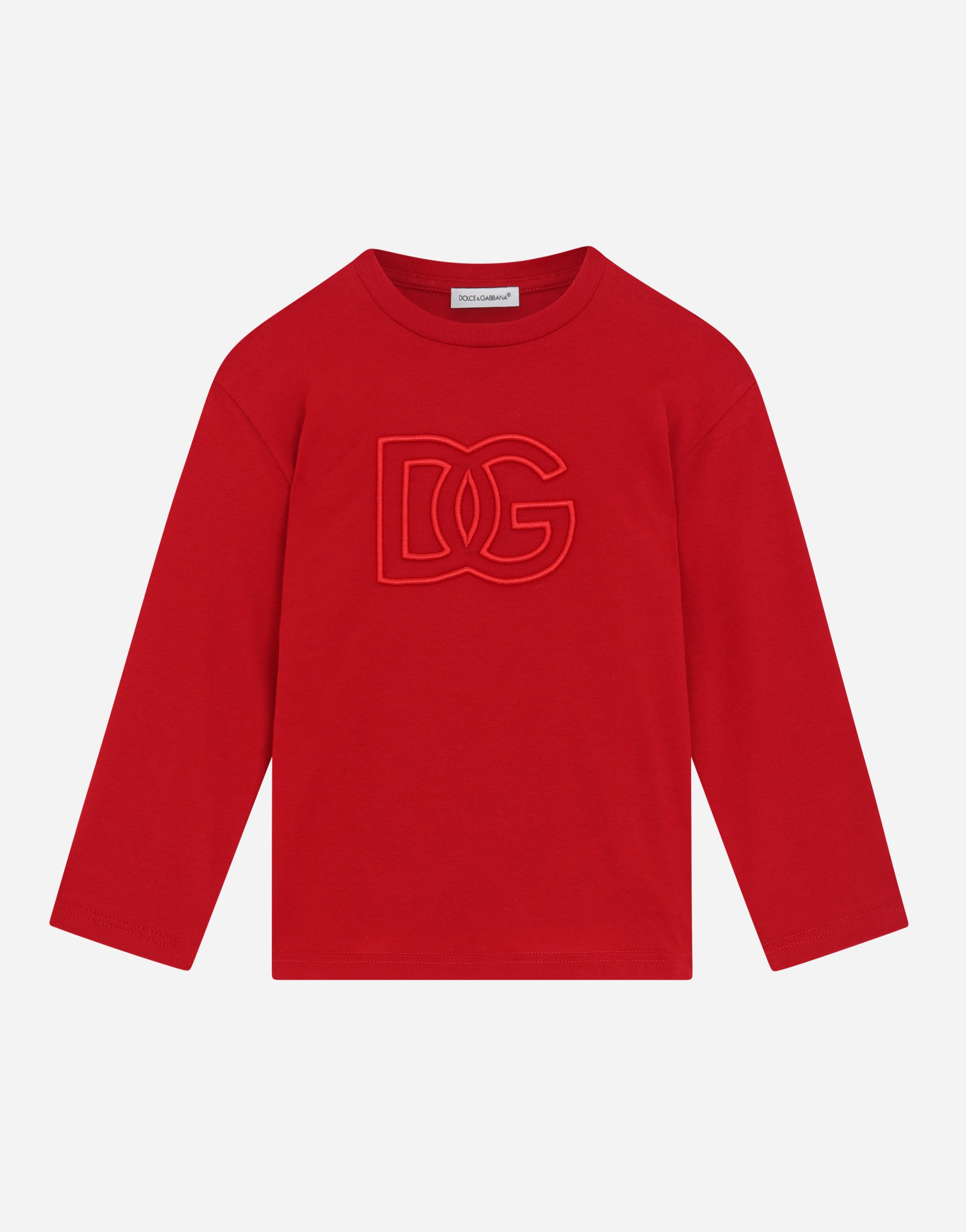 Jersey T-shirt with DG logo embroidery in Red