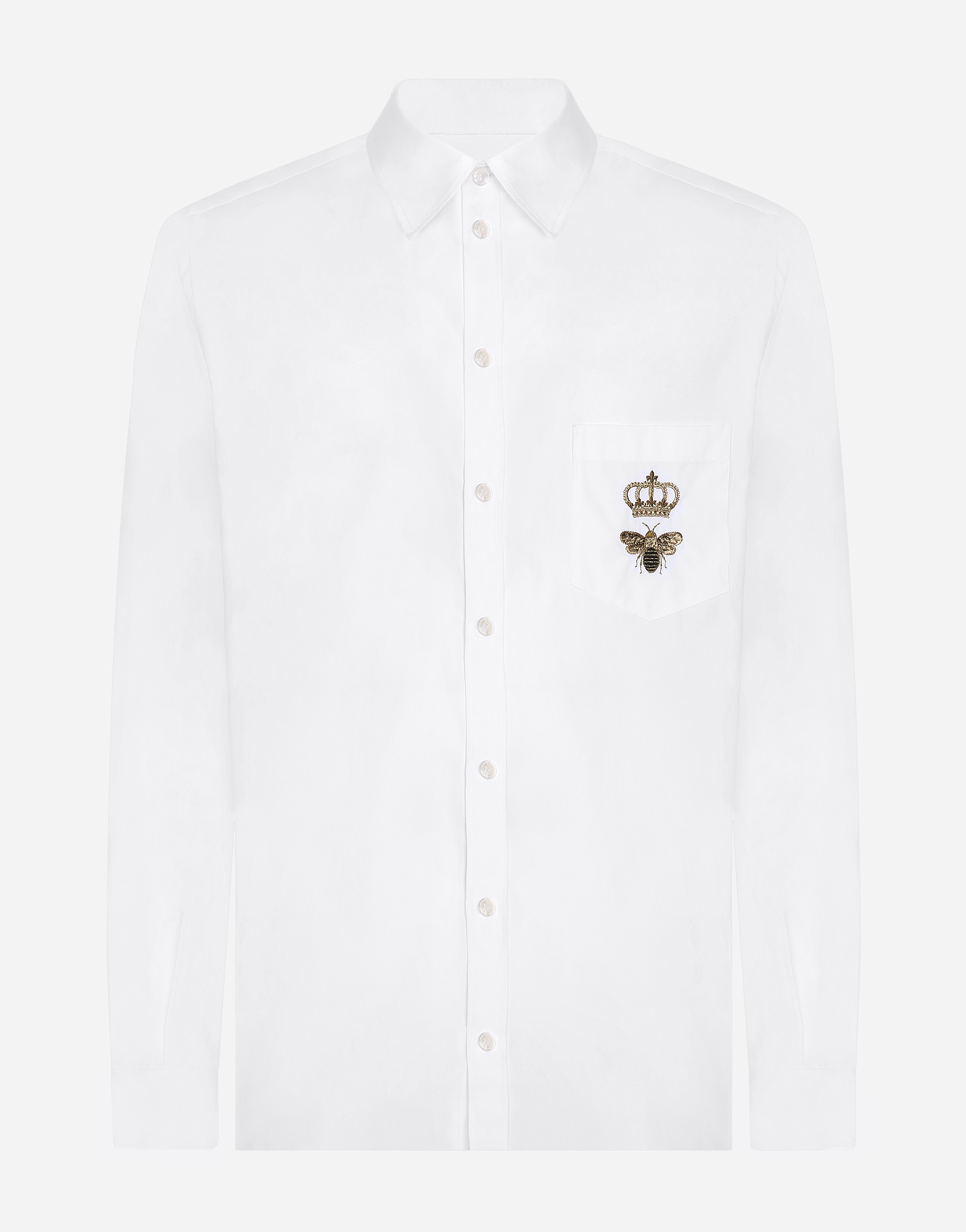 Cotton Martini-fit shirt with embroidery in White