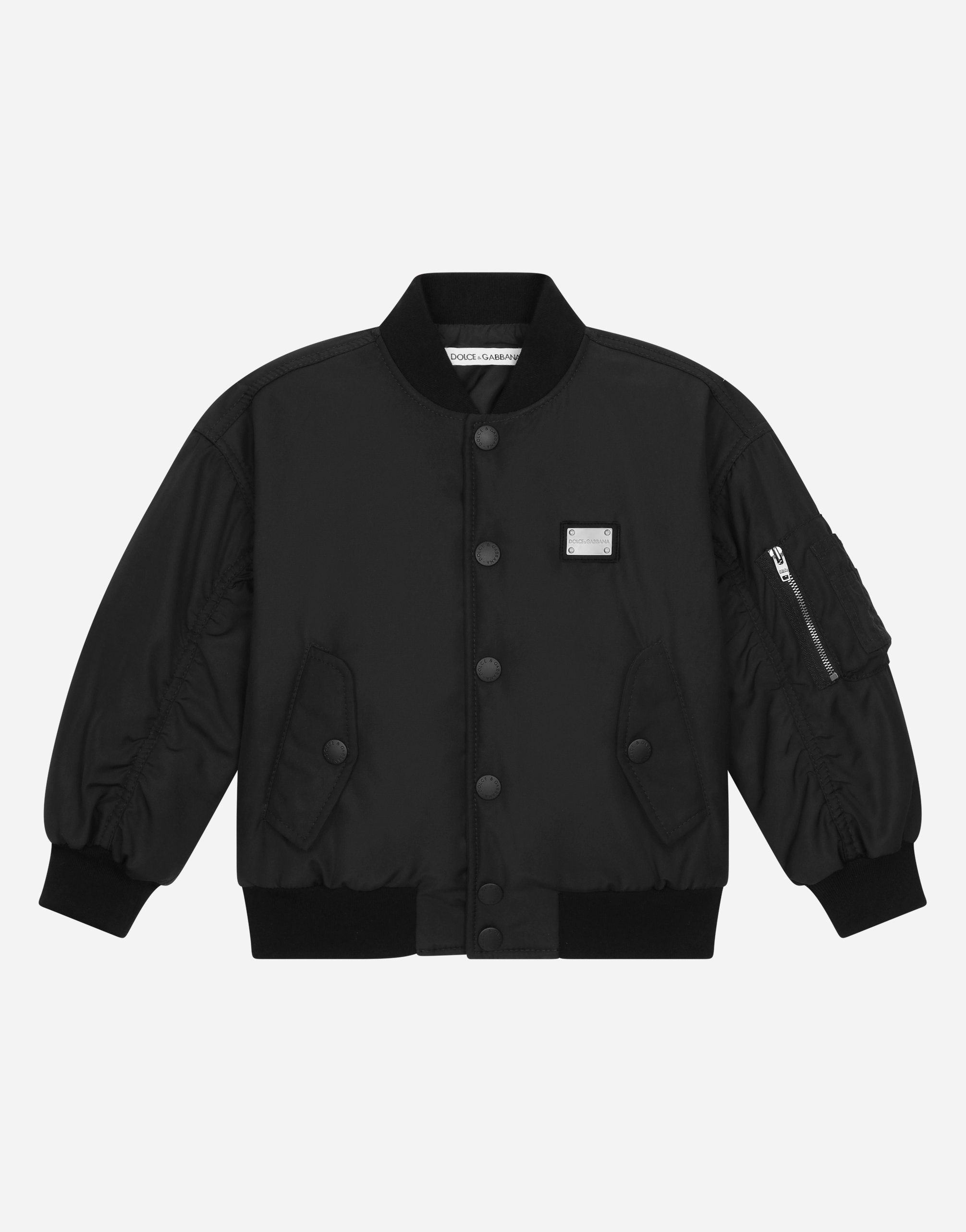 Cordura bomber jacket with logo tag in Black