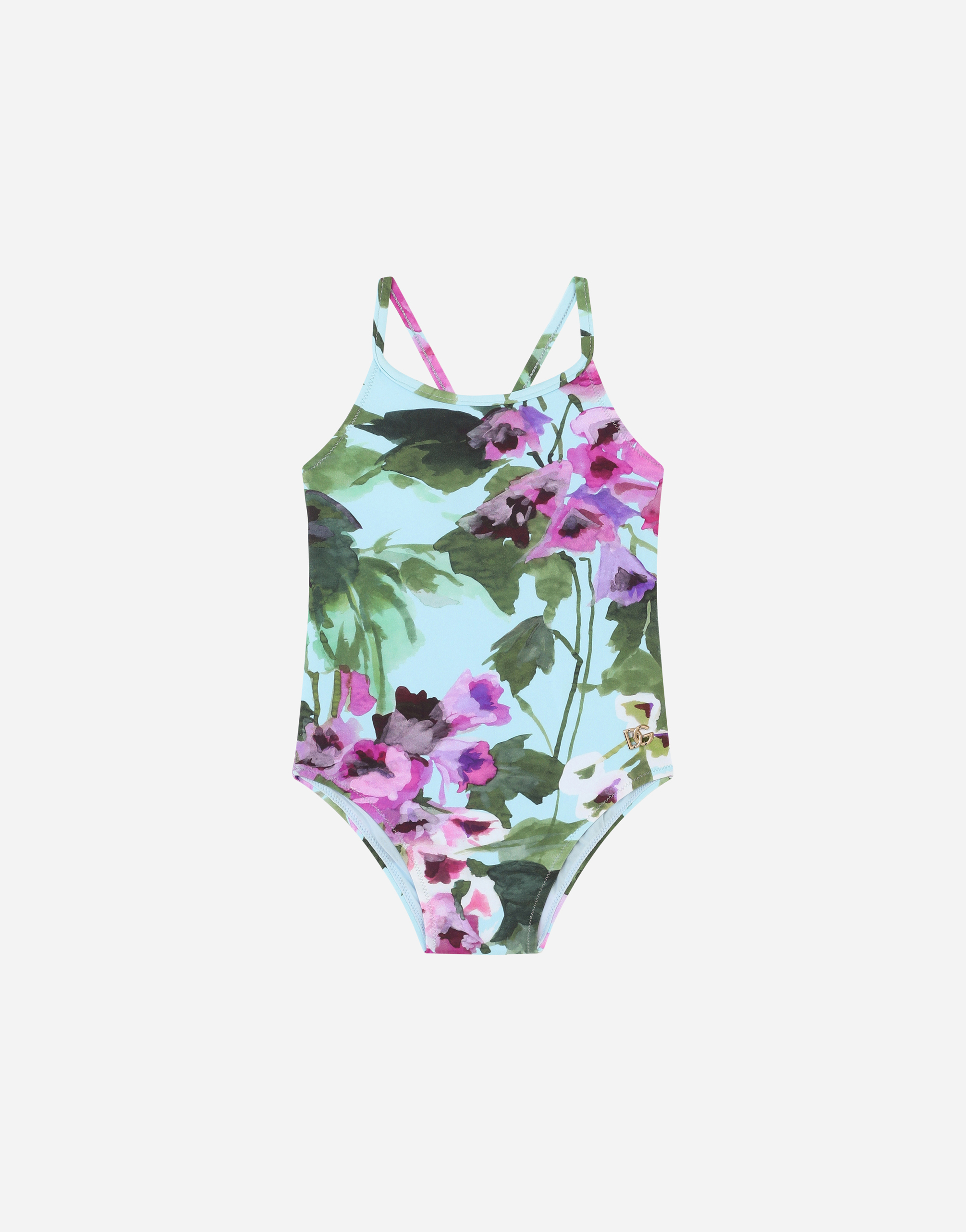 Bluebell-print one-piece swimsuit in Multicolor