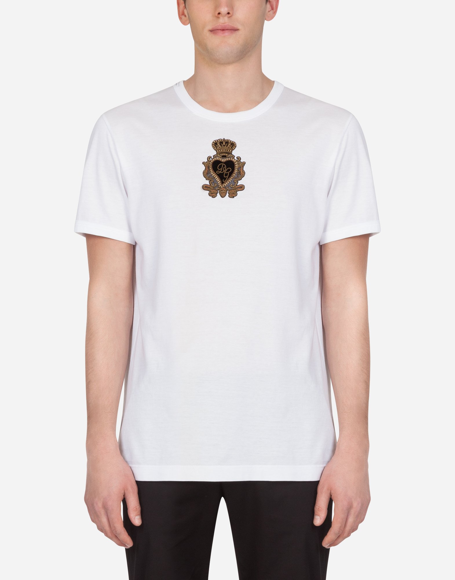 Cotton t-shirt with heraldic patch in White
