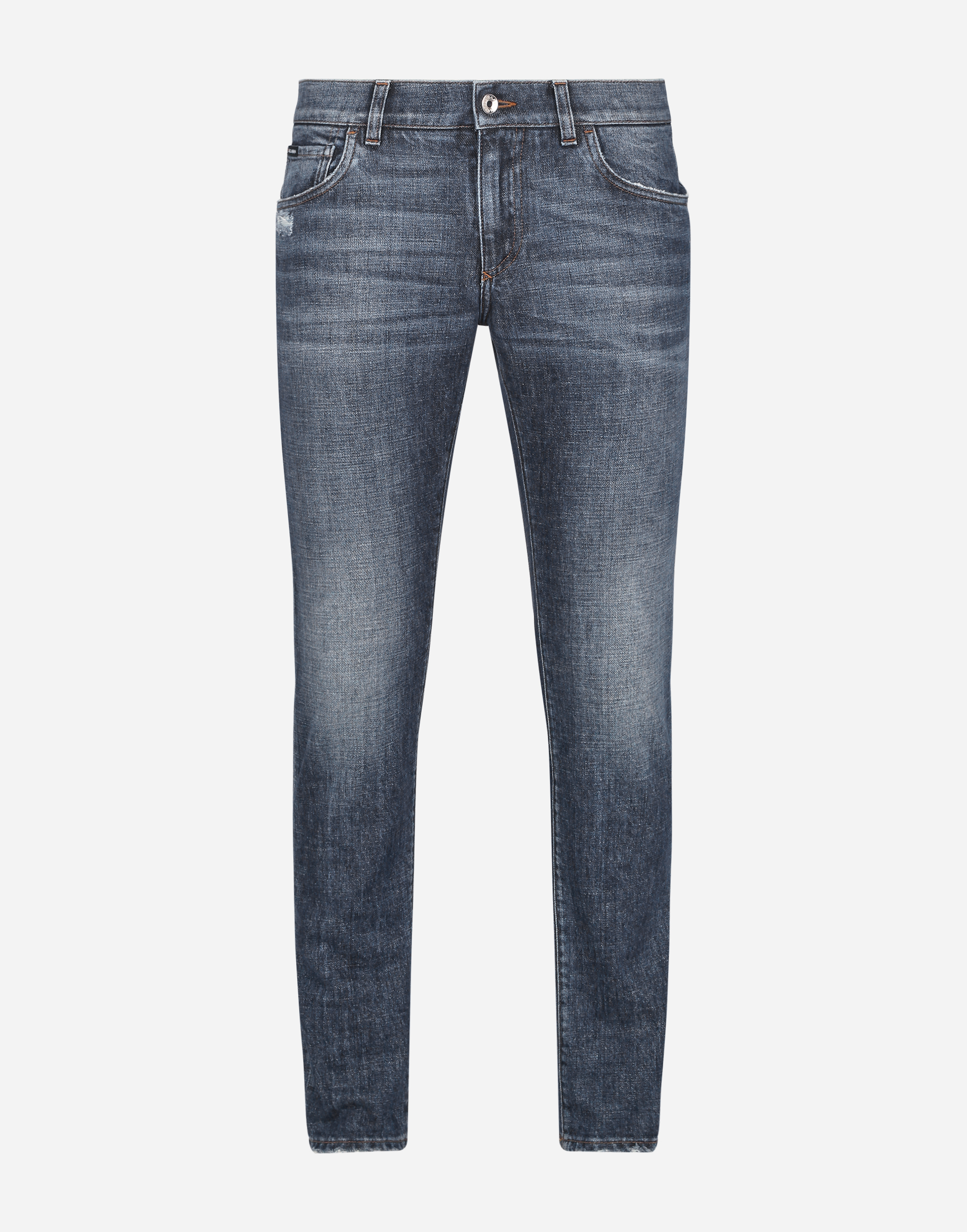Blue skinny stretch jeans with small abrasions in Blue