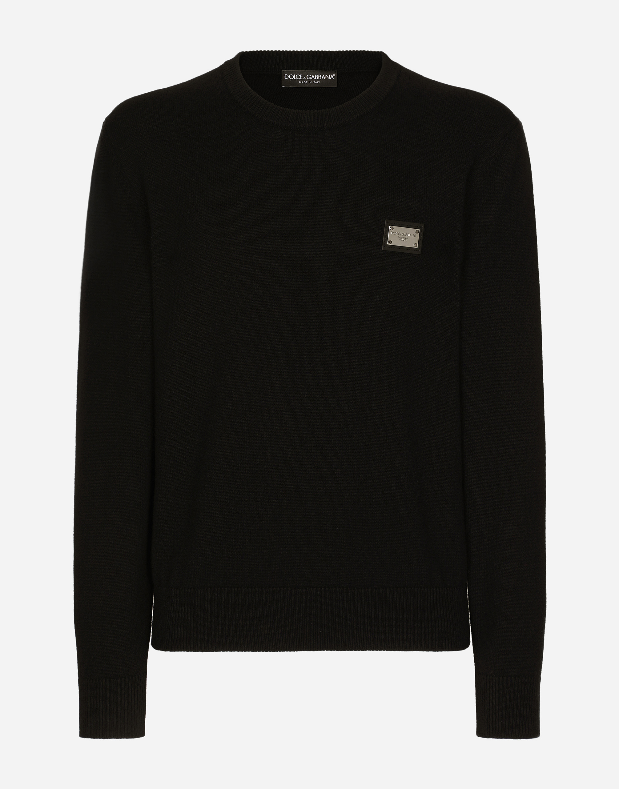 Wool and cashmere round-neck sweater in Black