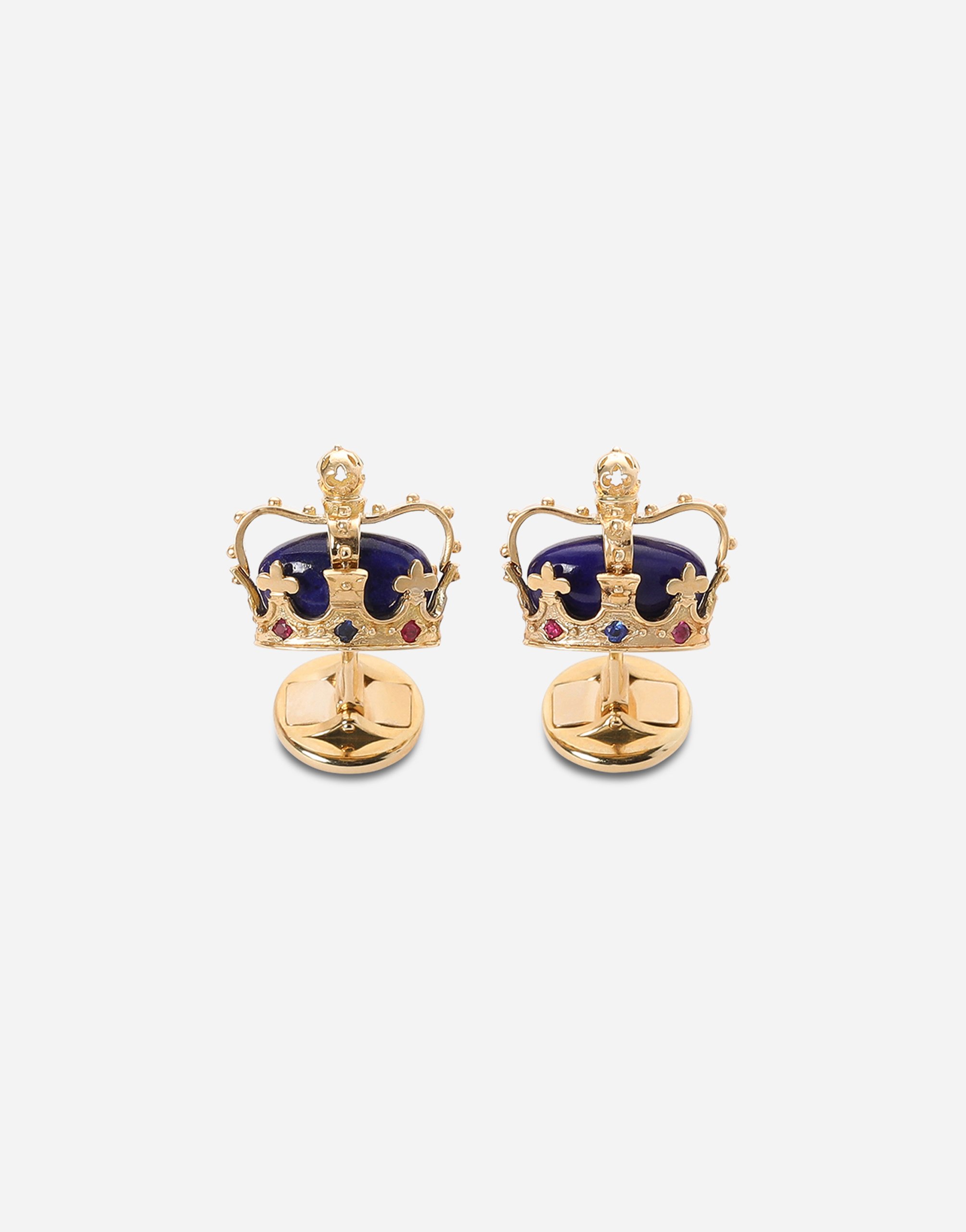 Crown yellow gold cufflinks with lapis lazzuli in Yellow gold