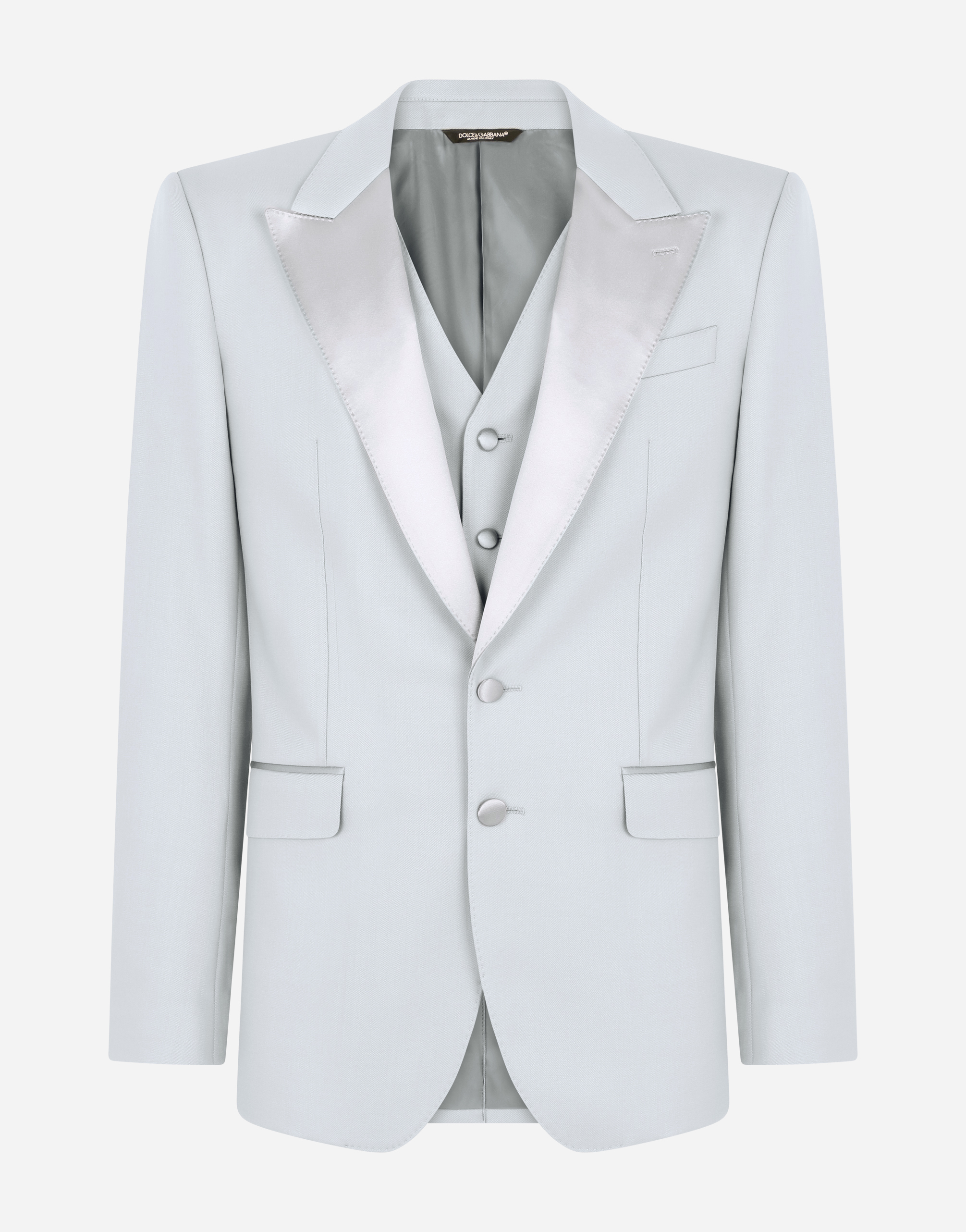 Three-piece Sicilia-fit suit in stretch wool in Grey