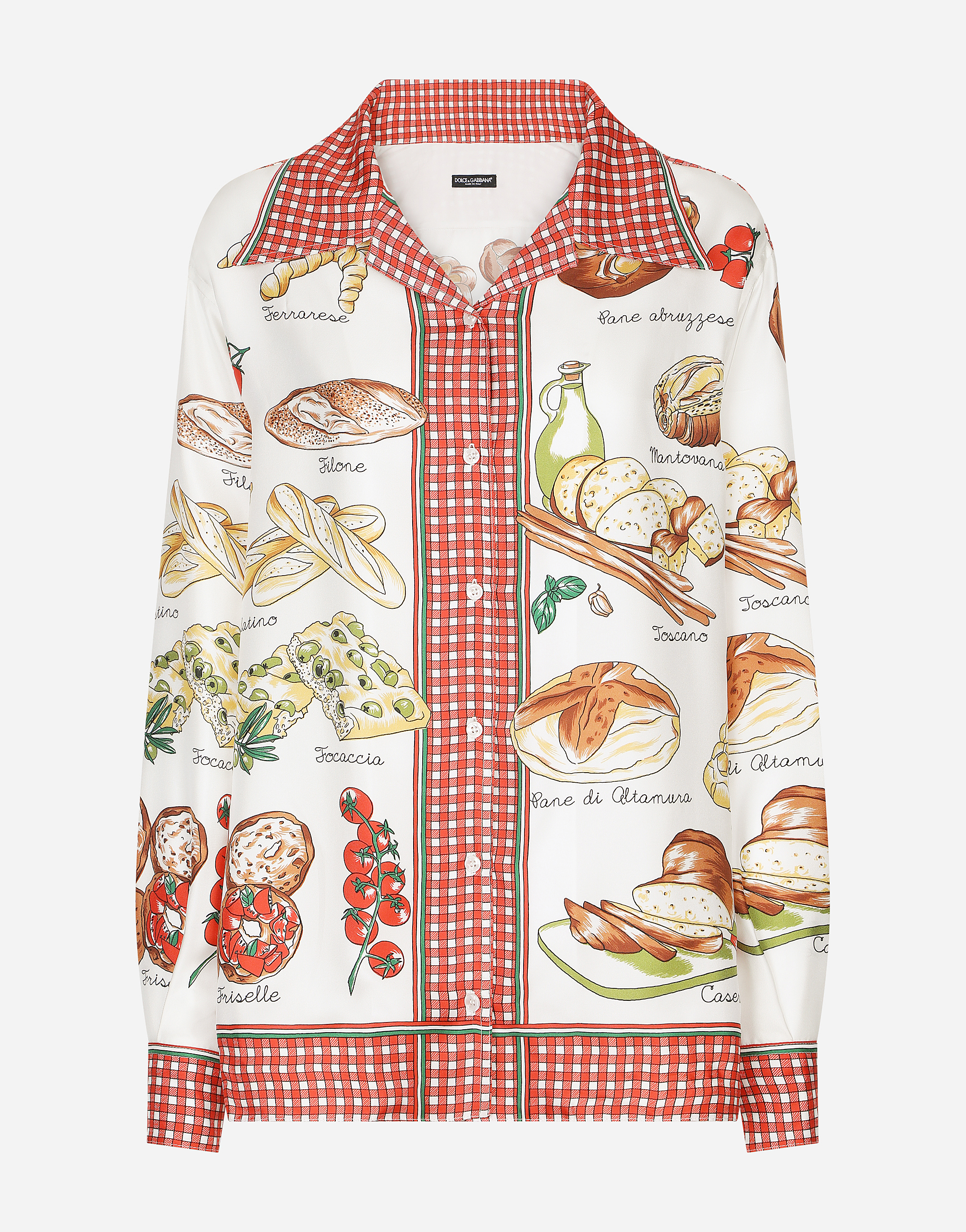 Bread-print twill shirt in Multicolor
