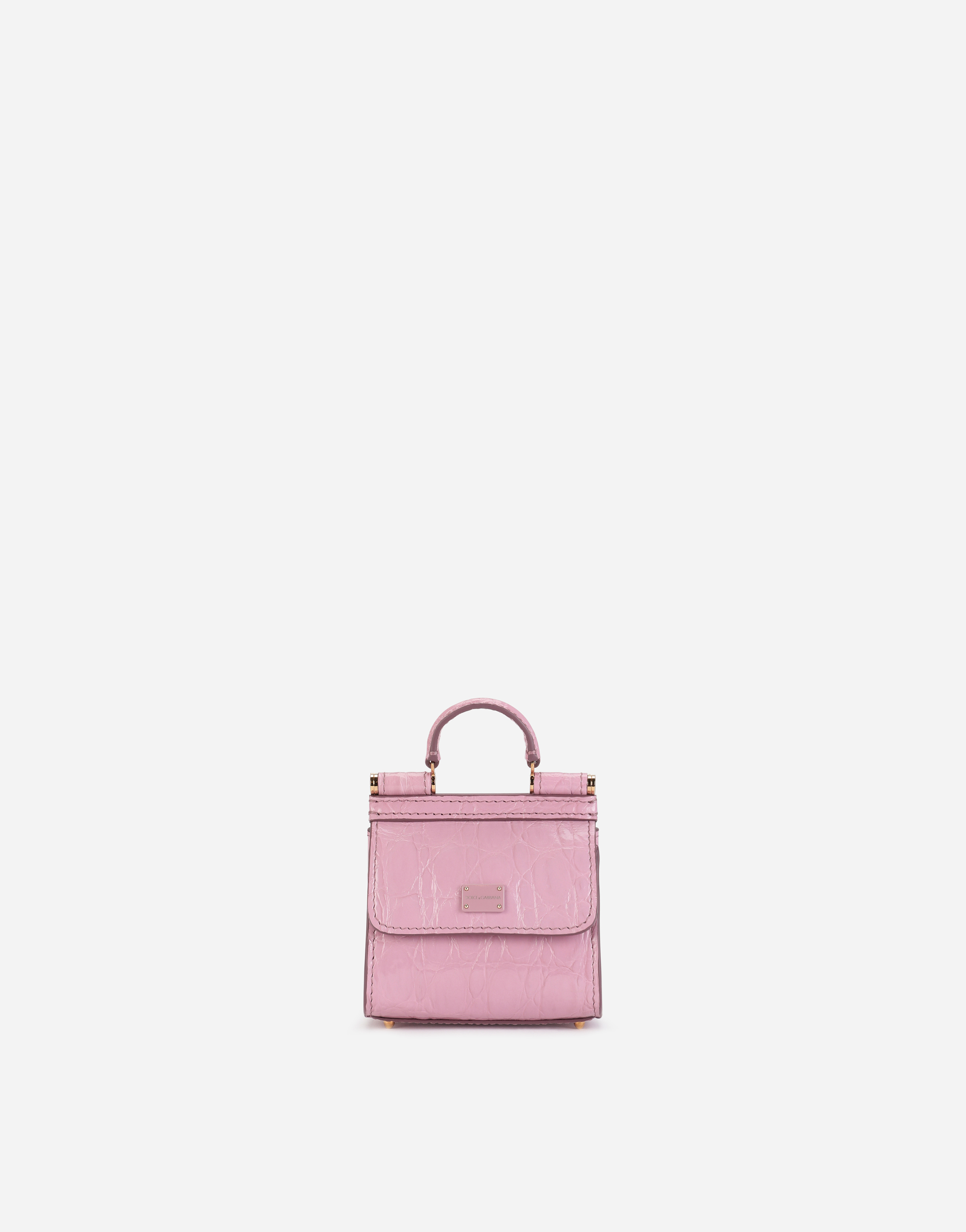 Sicily 58 micro bag in crocodile flank leather in Pink