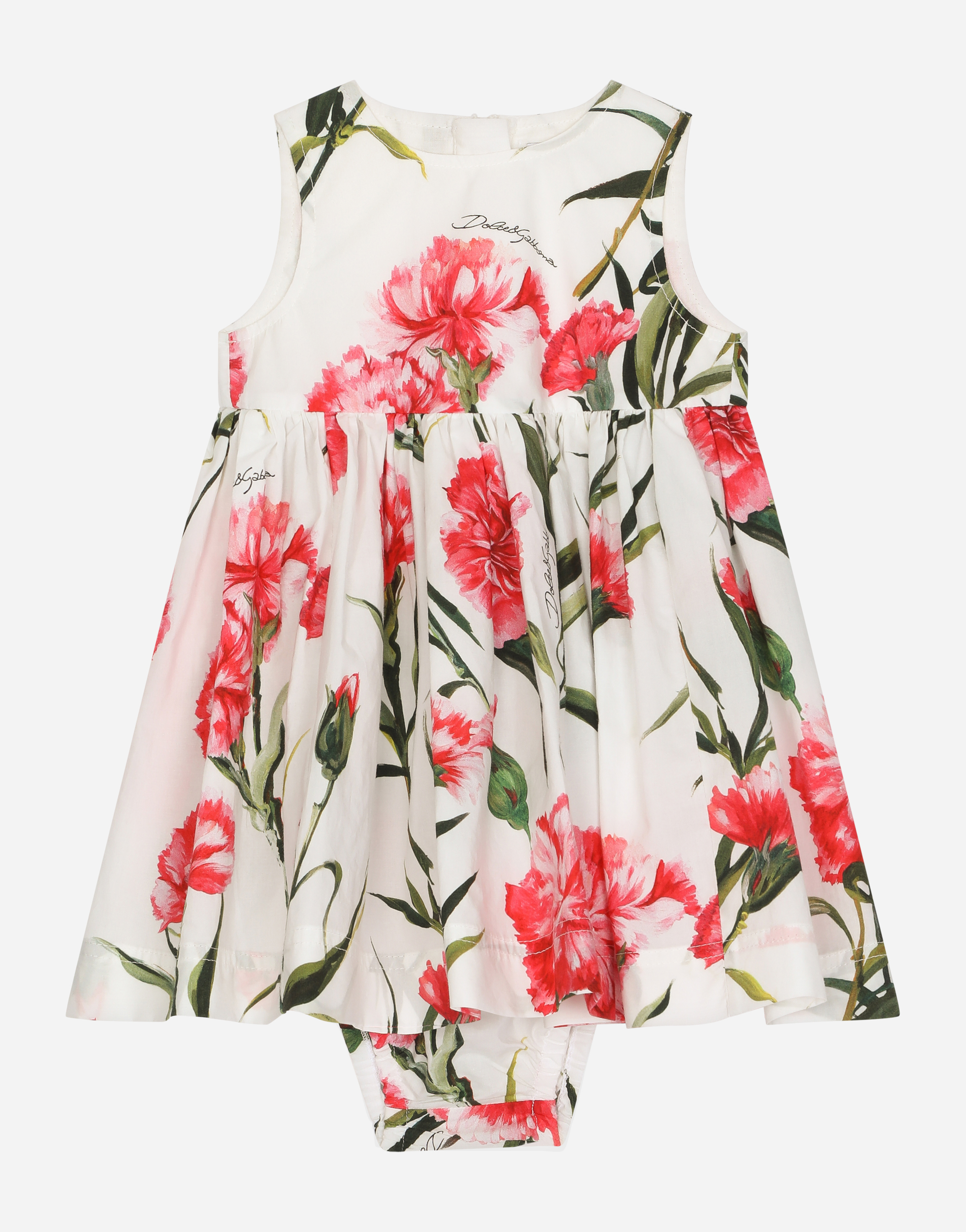 Carnation-print poplin dress in Multicolor
