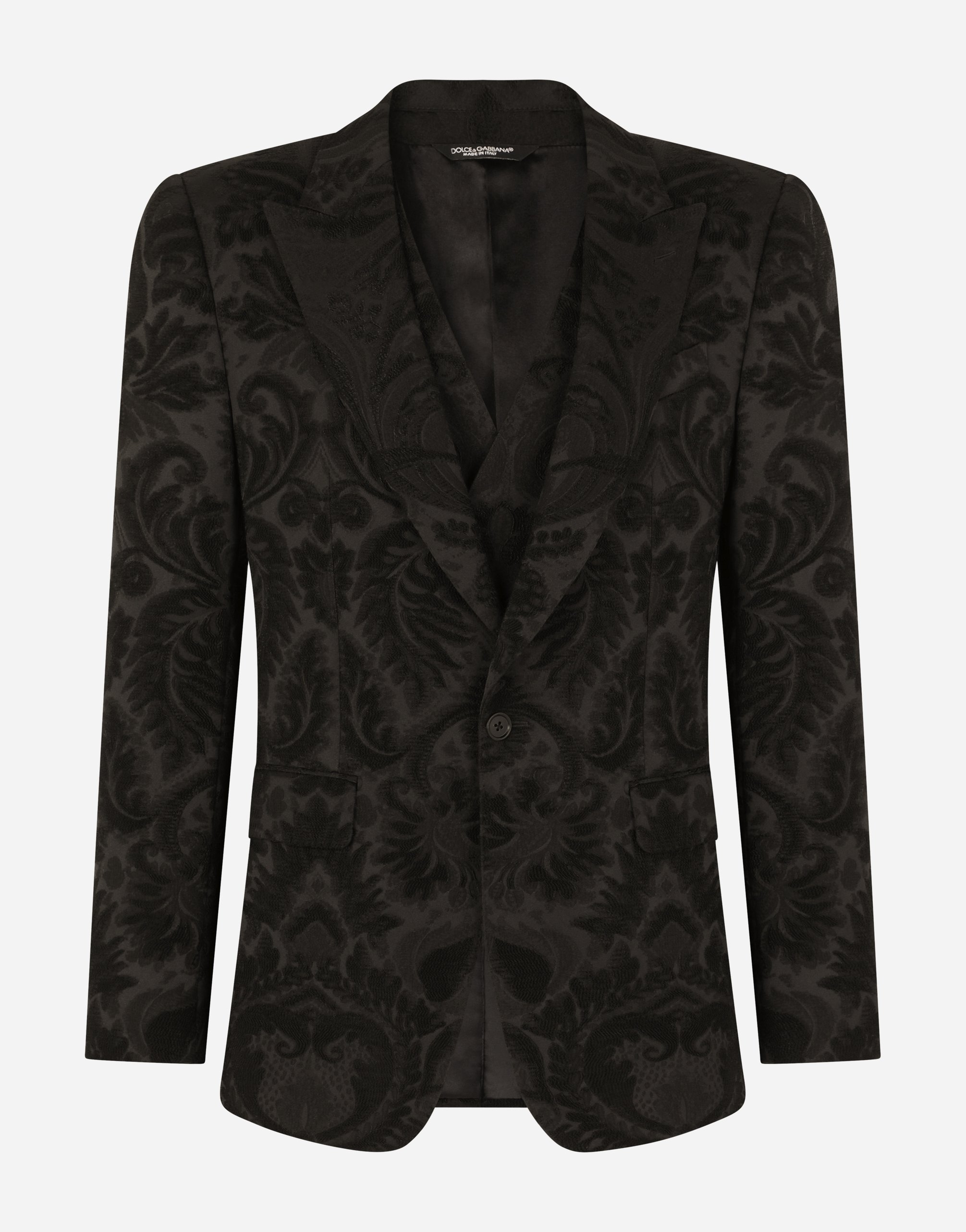 Three-piece Sicilia-fit suit in stretch jacquard in Black