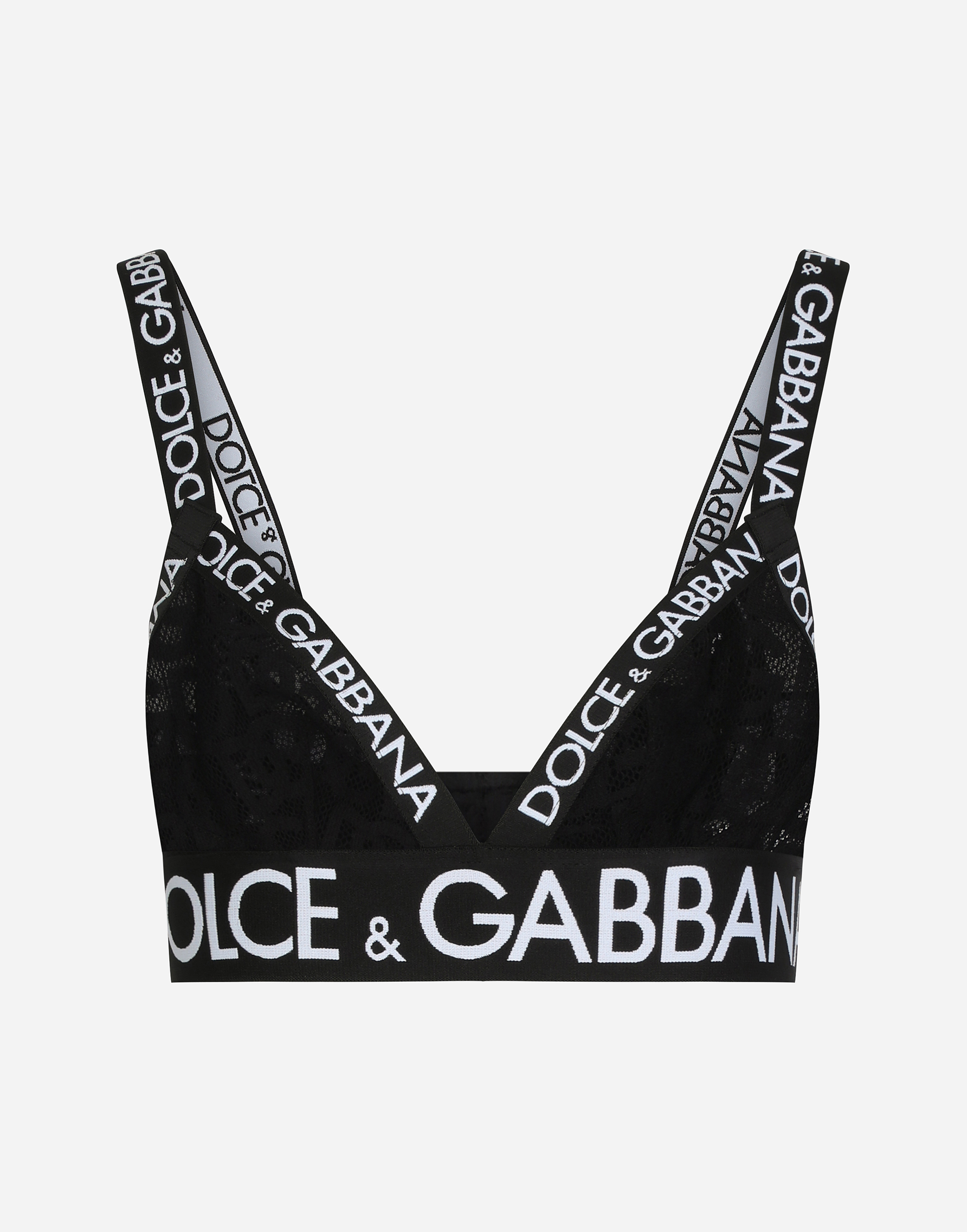 Sequined triangle bra in Black for Women | Dolce&amp;Gabbana®